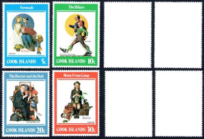 洪涛臻品批发群 精选邮票限时拍卖第六百零四期  - 库克群岛1982年 美国画家诺曼·洛克威尔作品 新全套 全品！  