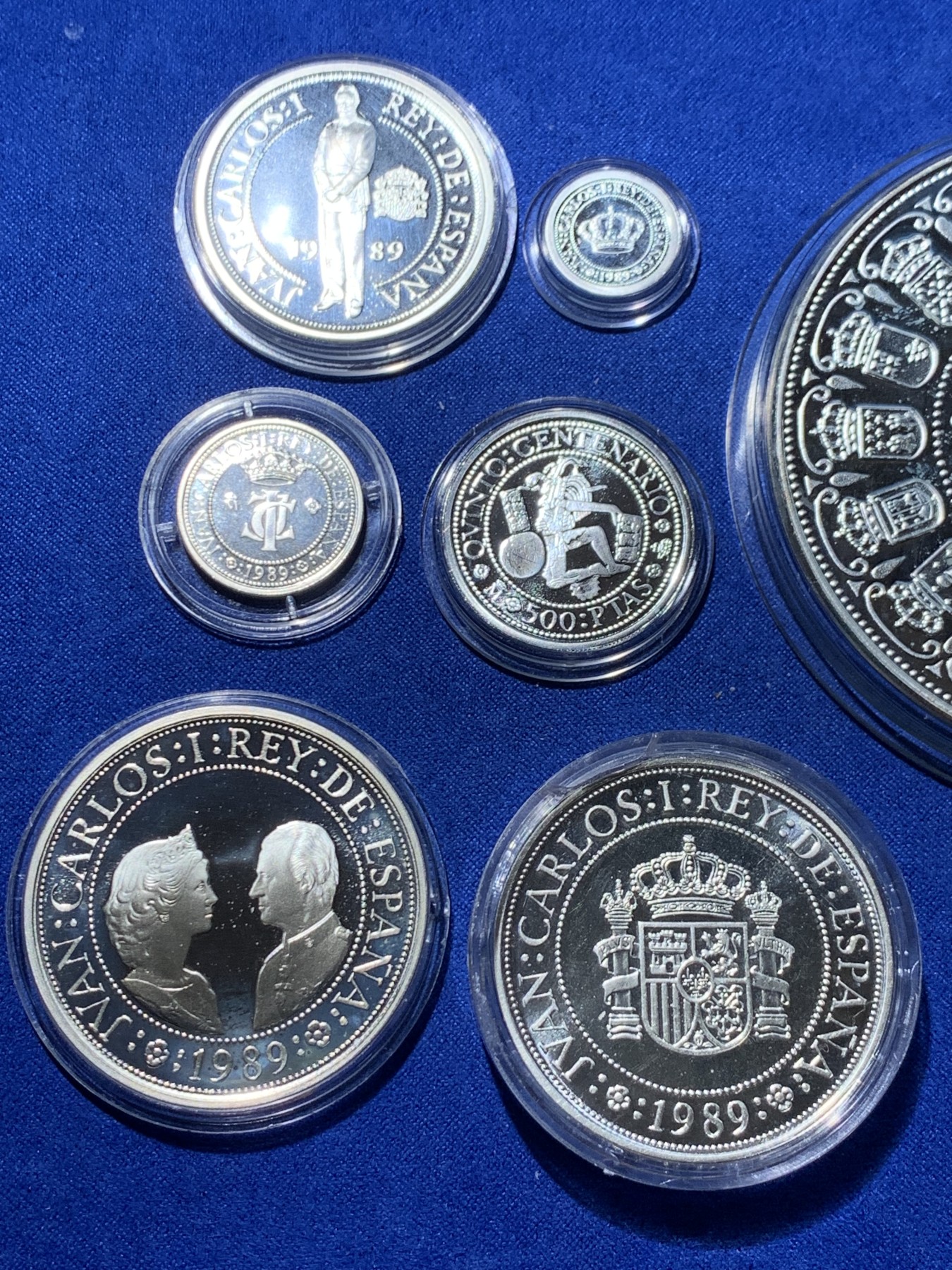 《竞宝斋》第238场-周日，周一，周二，周三 疯狂4连拍 (全场包邮) 西班牙 7枚 大全套 含一枚帆船加厚获奖币50+54+168=272克925银