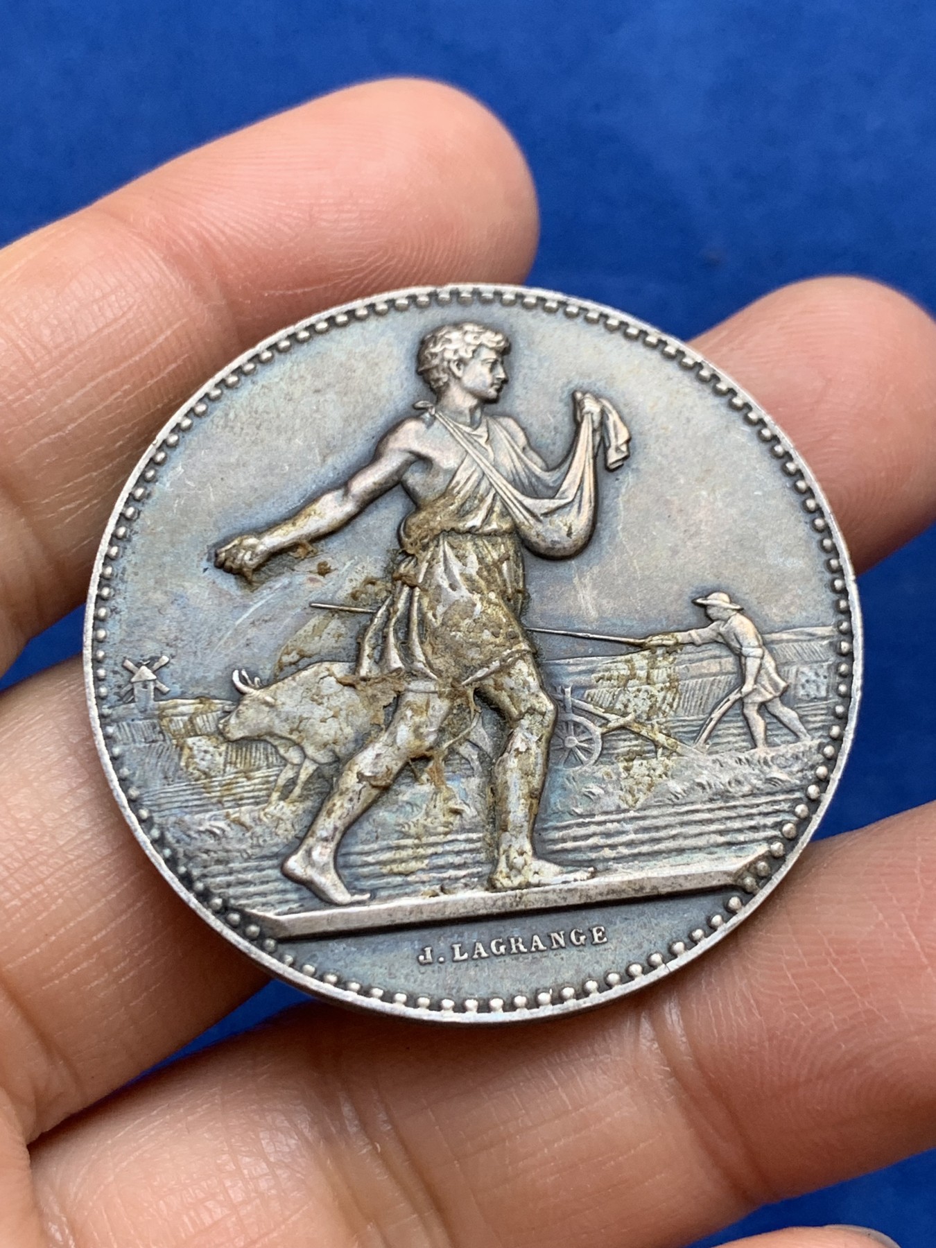 《竞宝斋》第238场-周日，周一，周二，周三 疯狂4连拍 (全场包邮) 法国19世纪初播种银章 37.07克 40.9mm