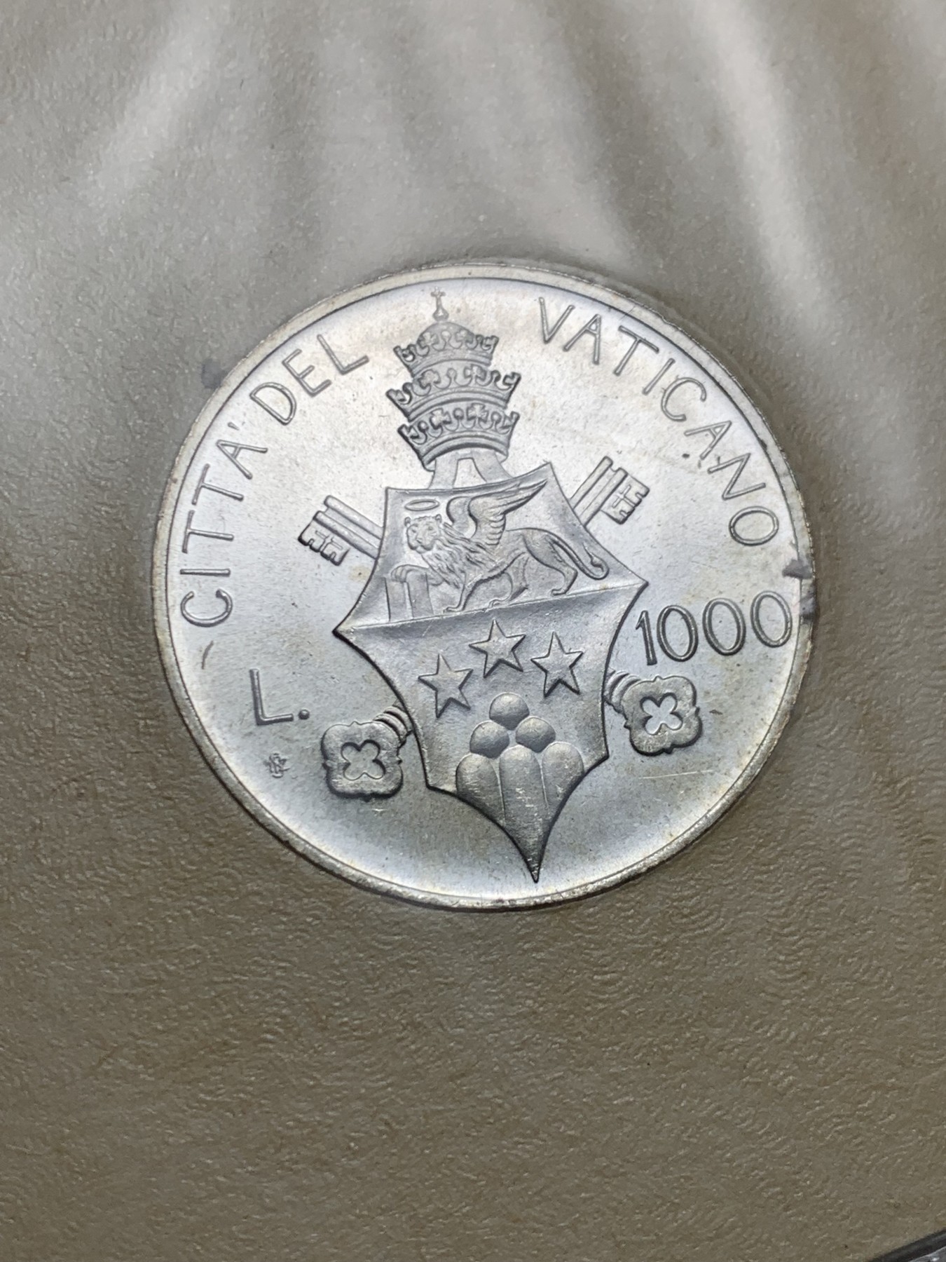 《竞宝斋》第238场-周日，周一，周二，周三 疯狂4连拍 (全场包邮) 官方原册 梵蒂冈1978年1000里拉银币