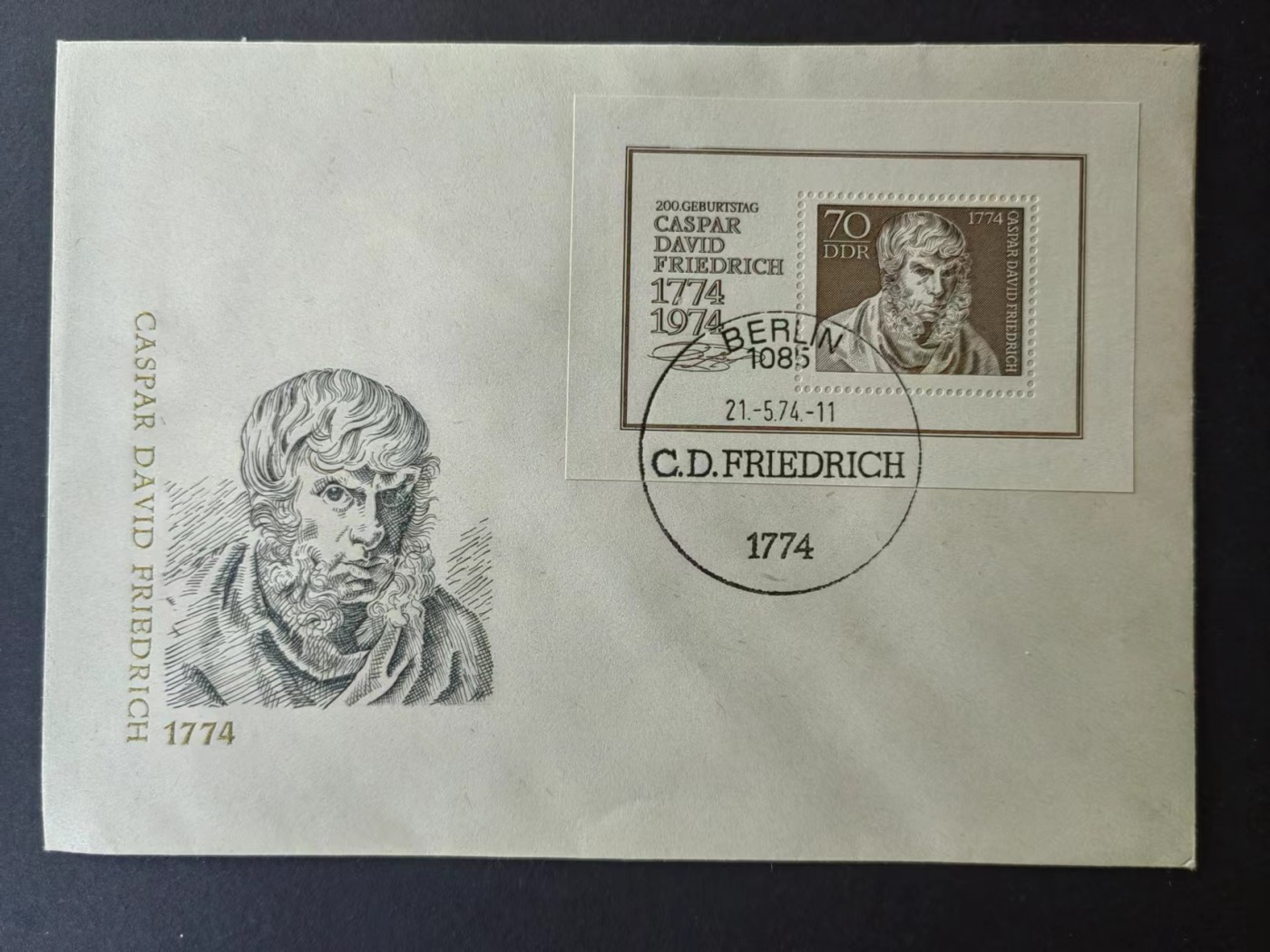 东德邮品✌（拍卖场）精品🔥专场 第④⑤场 东德1974年 画家弗里德里希200年 小型张