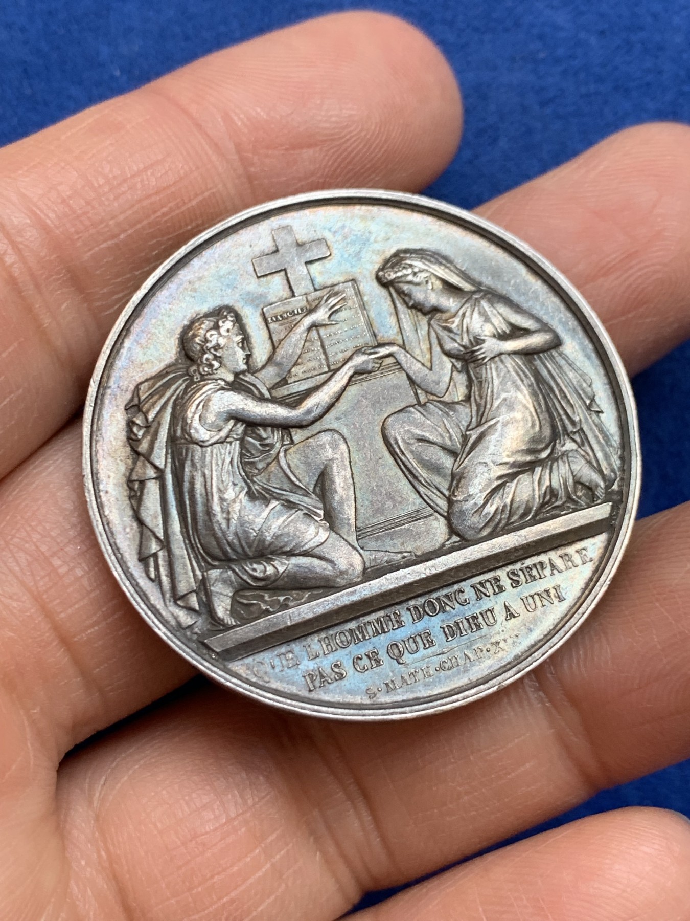 《竞宝斋》第238场-周日，周一，周二，周三 疯狂4连拍 (全场包邮) 法国 二十世纪初 结婚银章 24.82克 39.3mm