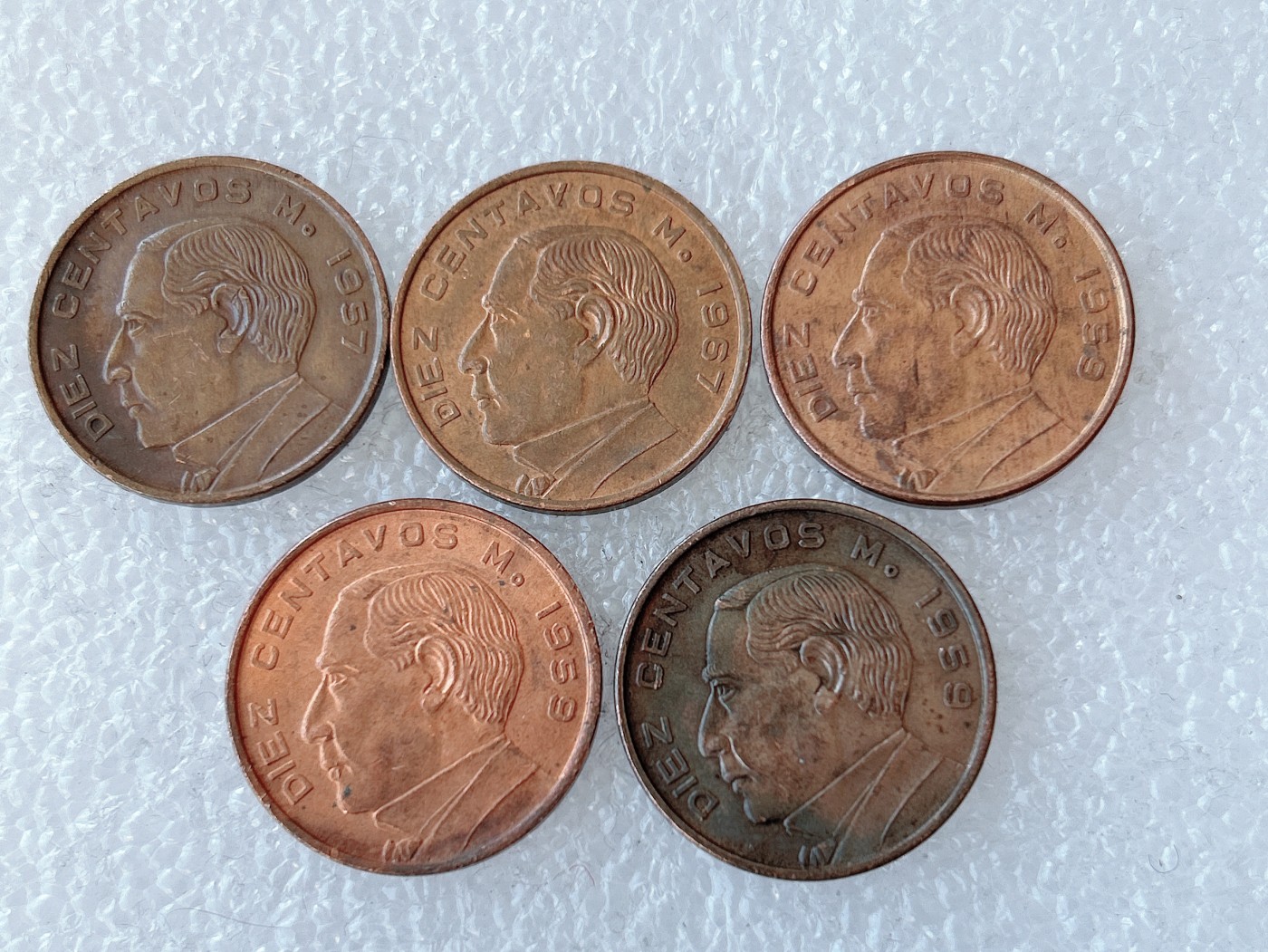 第一海外回流一元起拍收藏 本月最后一期 第61期 墨西哥10分铜币5枚 伟人币