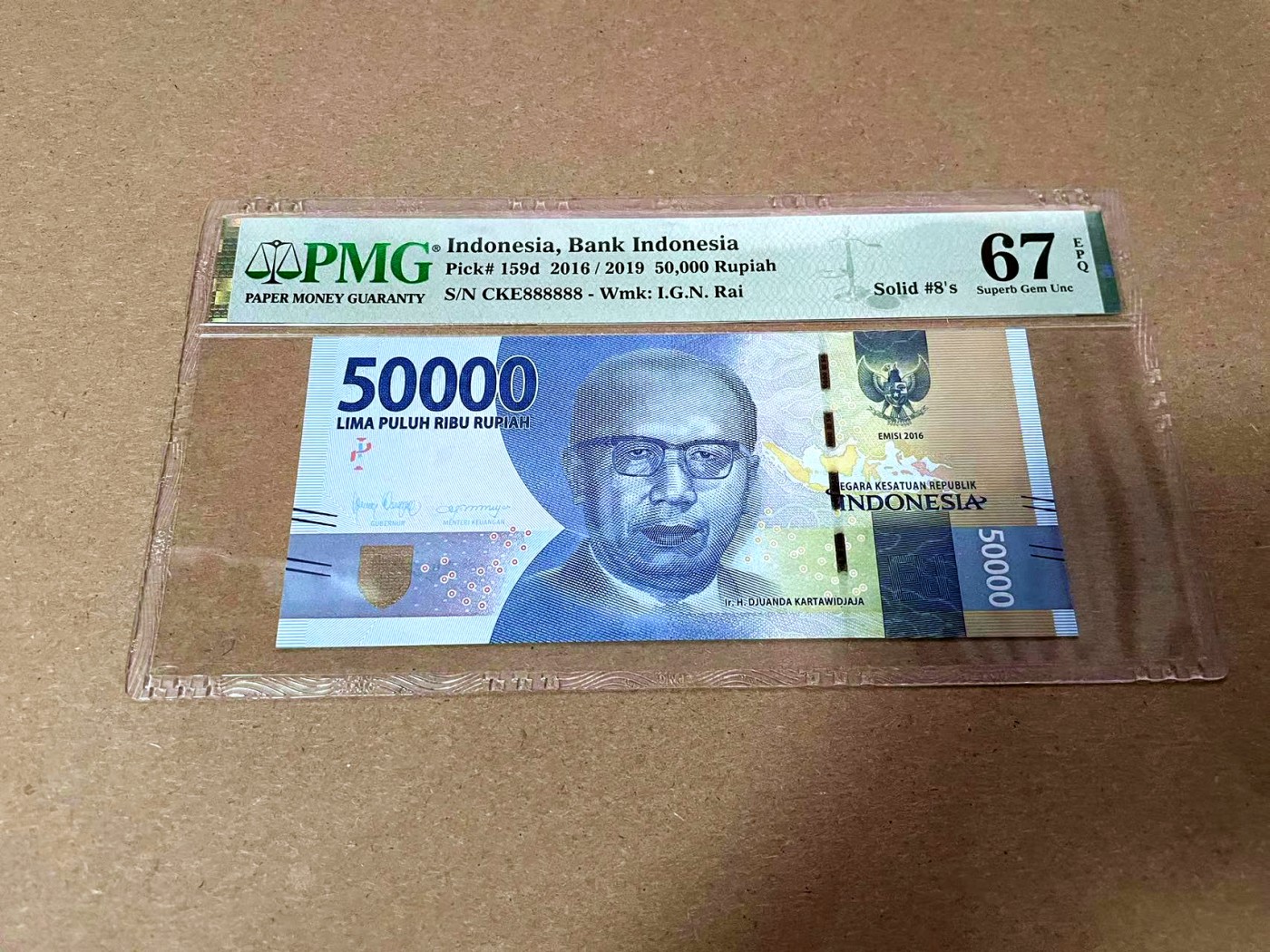 【Blue Auction】✨世界纸币精拍第425期【精】 【全同8】印尼 2019年5万卢比 PMG67EPQ 