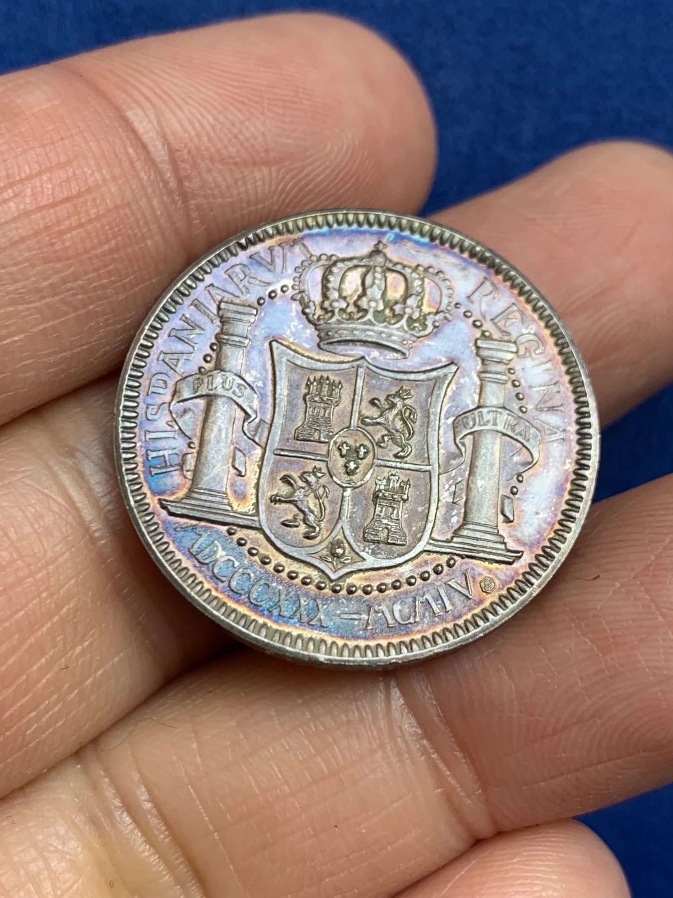 《竞宝斋》第238场-周日，周一，周二，周三 疯狂4连拍 (全场包邮) 西班牙猪妹妹伊萨贝拉二世 925银章 7.23克 27mm