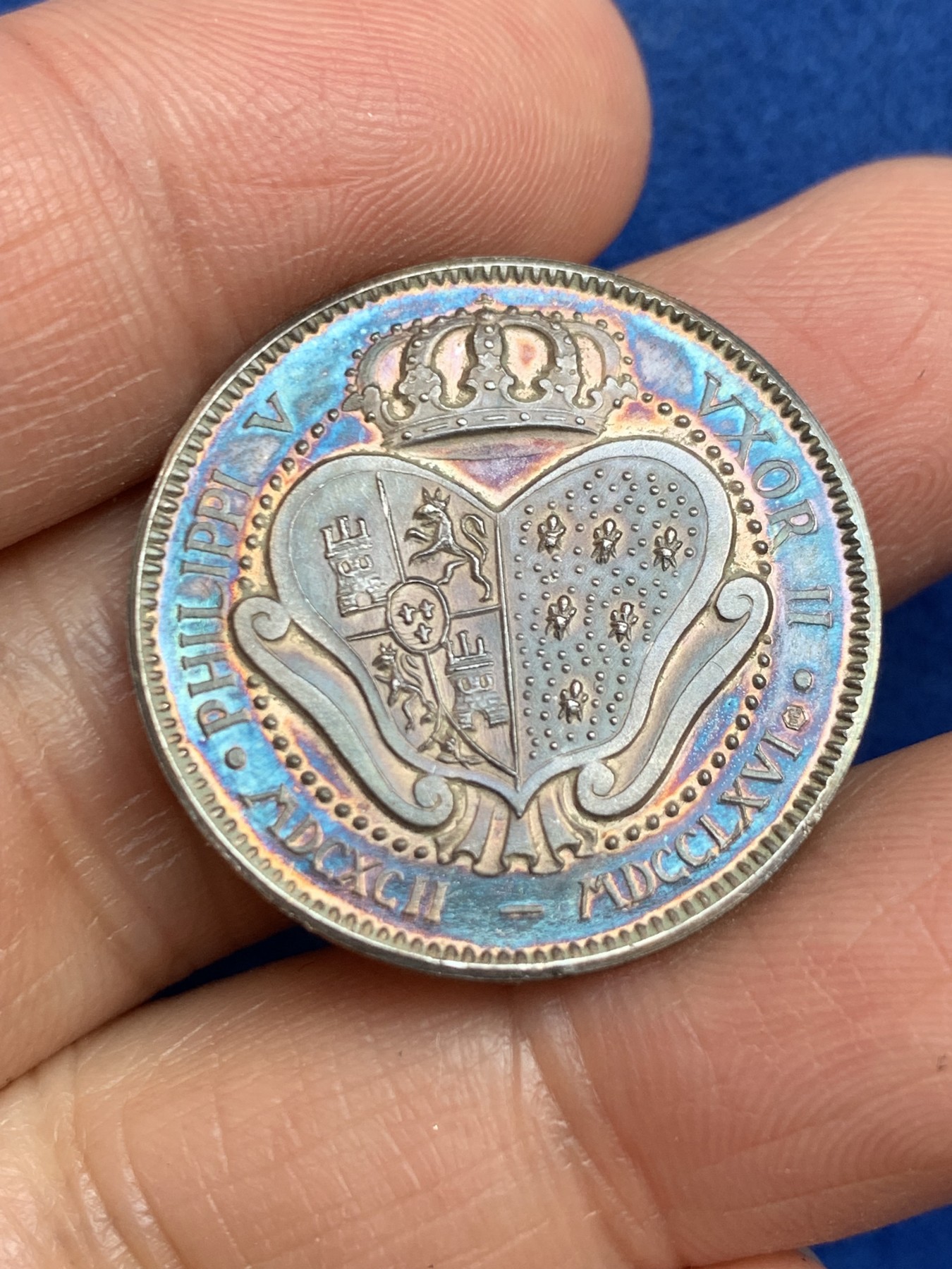 《竞宝斋》第238场-周日，周一，周二，周三 疯狂4连拍 (全场包邮) 西班牙伊丽莎白 法尔内斯 925银章 7.16克 27.1mm