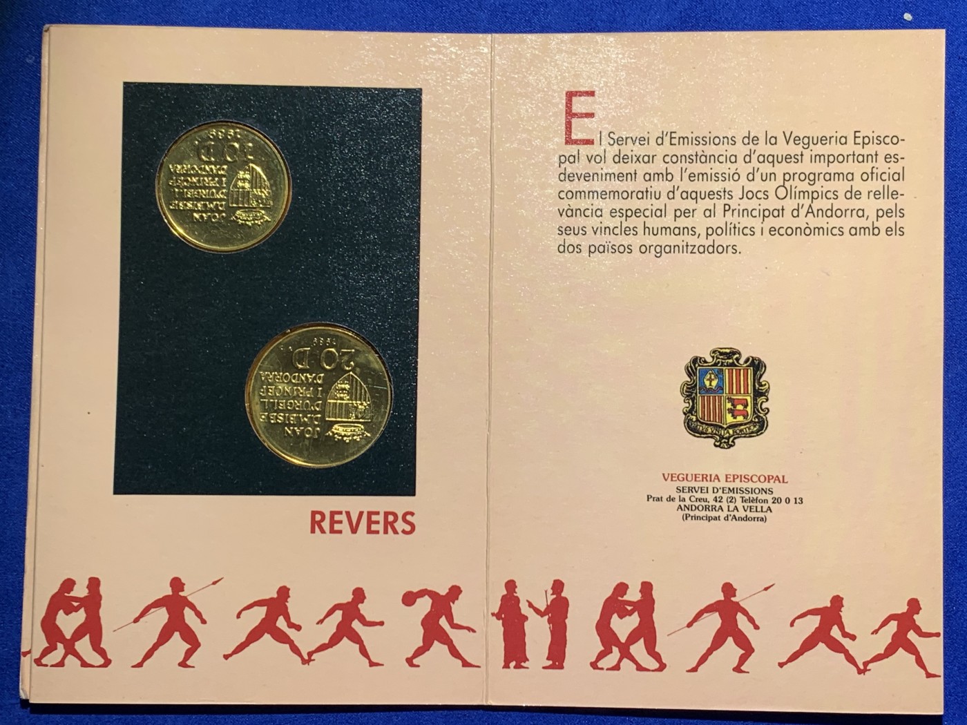 《竞宝斋》第238场-周日，周一，周二，周三 疯狂4连拍 (全场包邮) 安道尔1992年 巴塞罗那奥运 20第纳尔一对 ，单枚16克925银