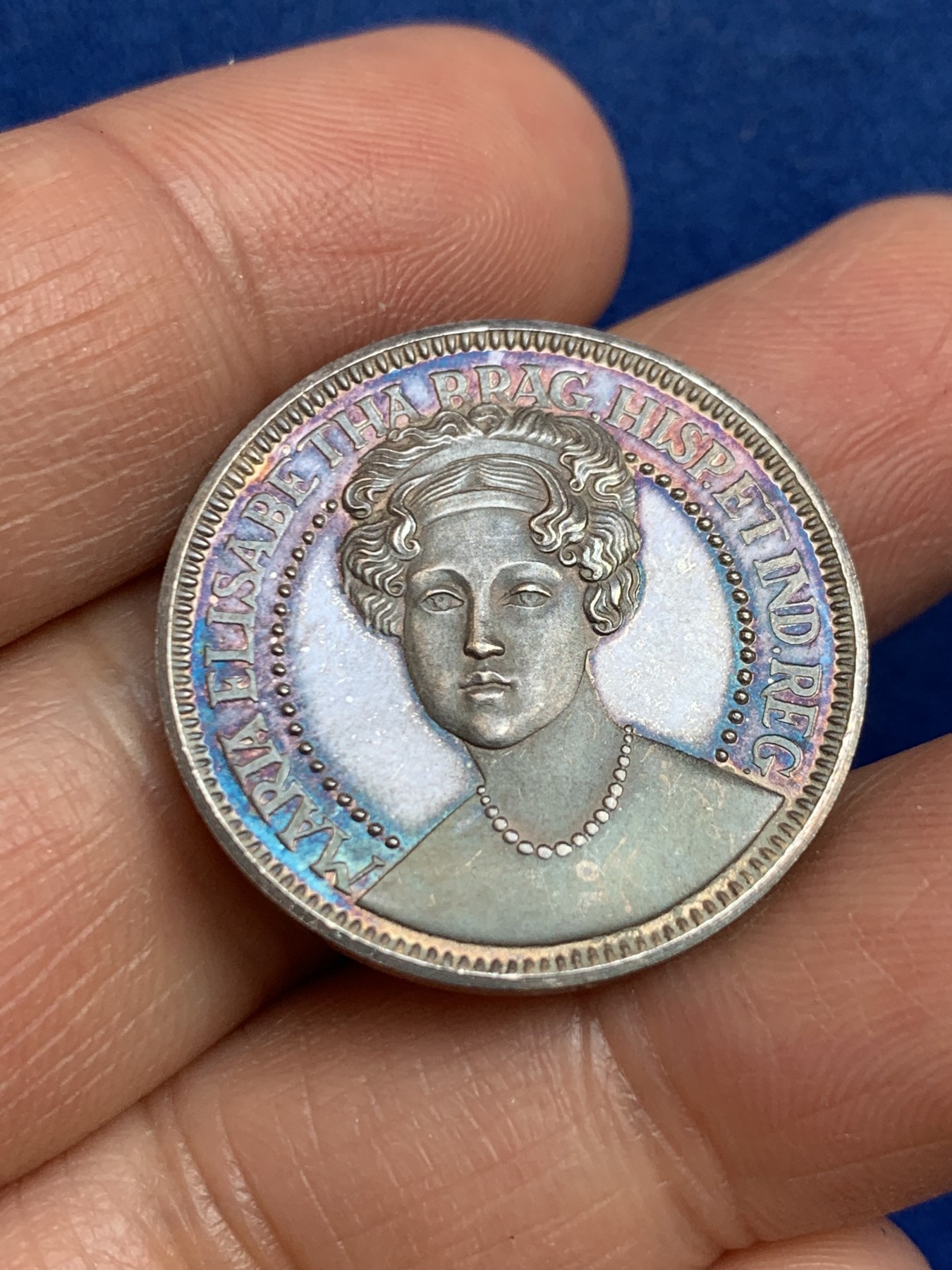 《竞宝斋》第238场-周日，周一，周二，周三 疯狂4连拍 (全场包邮) 西班牙 玛丽亚 伊莎贝拉 925银章 7.33克 27mm