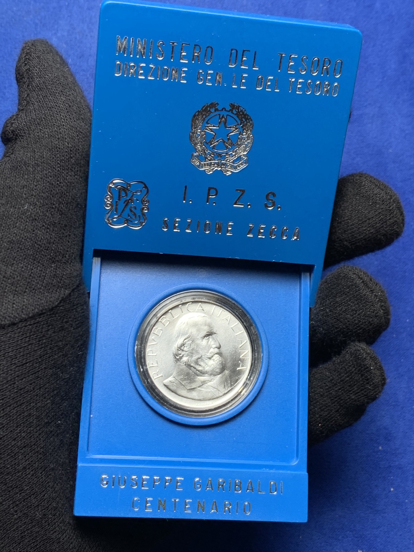 《竞宝斋》第238场-周日，周一，周二，周三 疯狂4连拍 (全场包邮) 盒装 1982年意大利副首相朱塞佩•加里波第逝世100周年纪念 全新500里拉银币