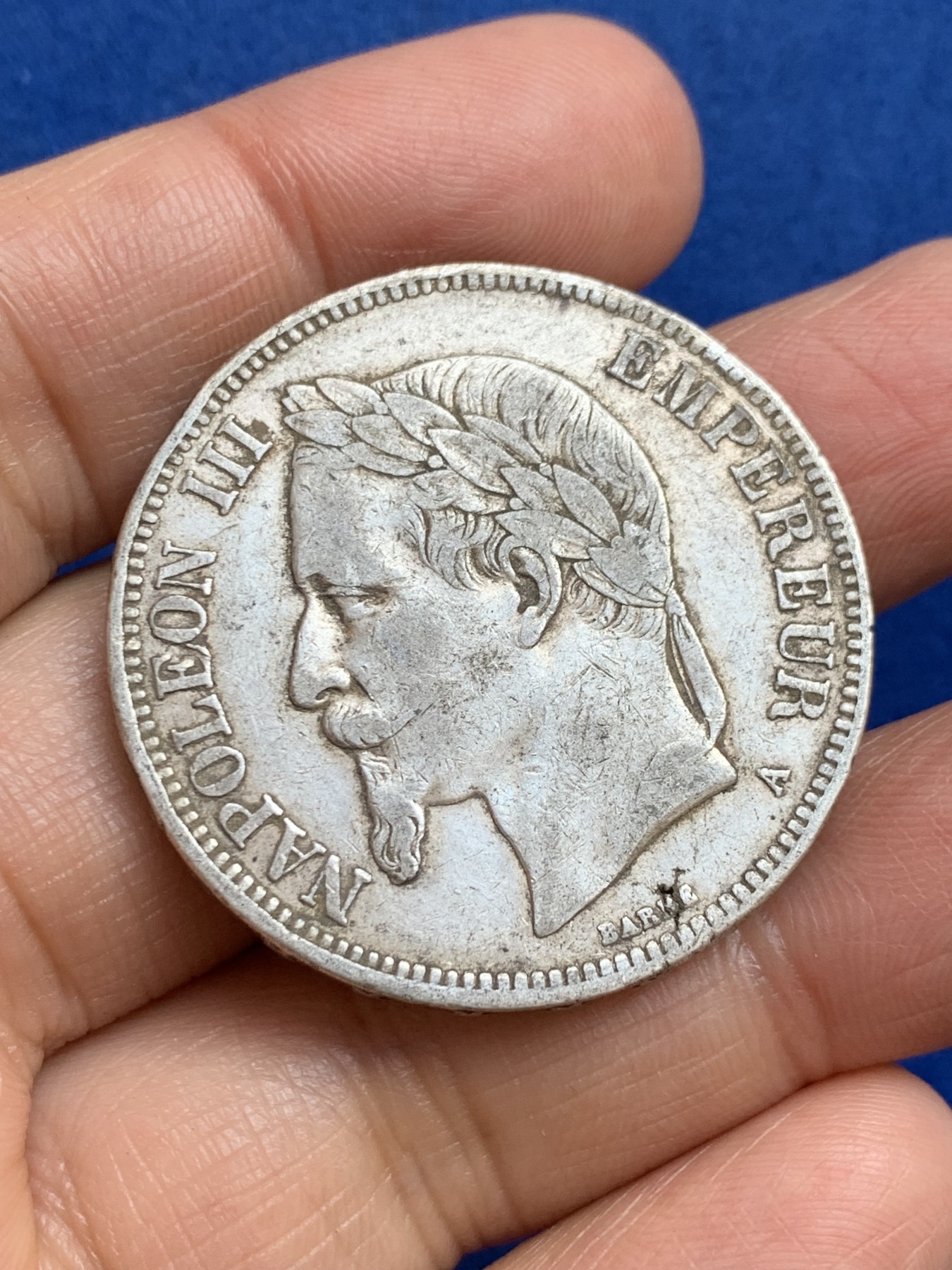 《竞宝斋》第238场-周日，周一，周二，周三 疯狂4连拍 (全场包邮) 法国 1870年 拿破仑三世 5法郎银币