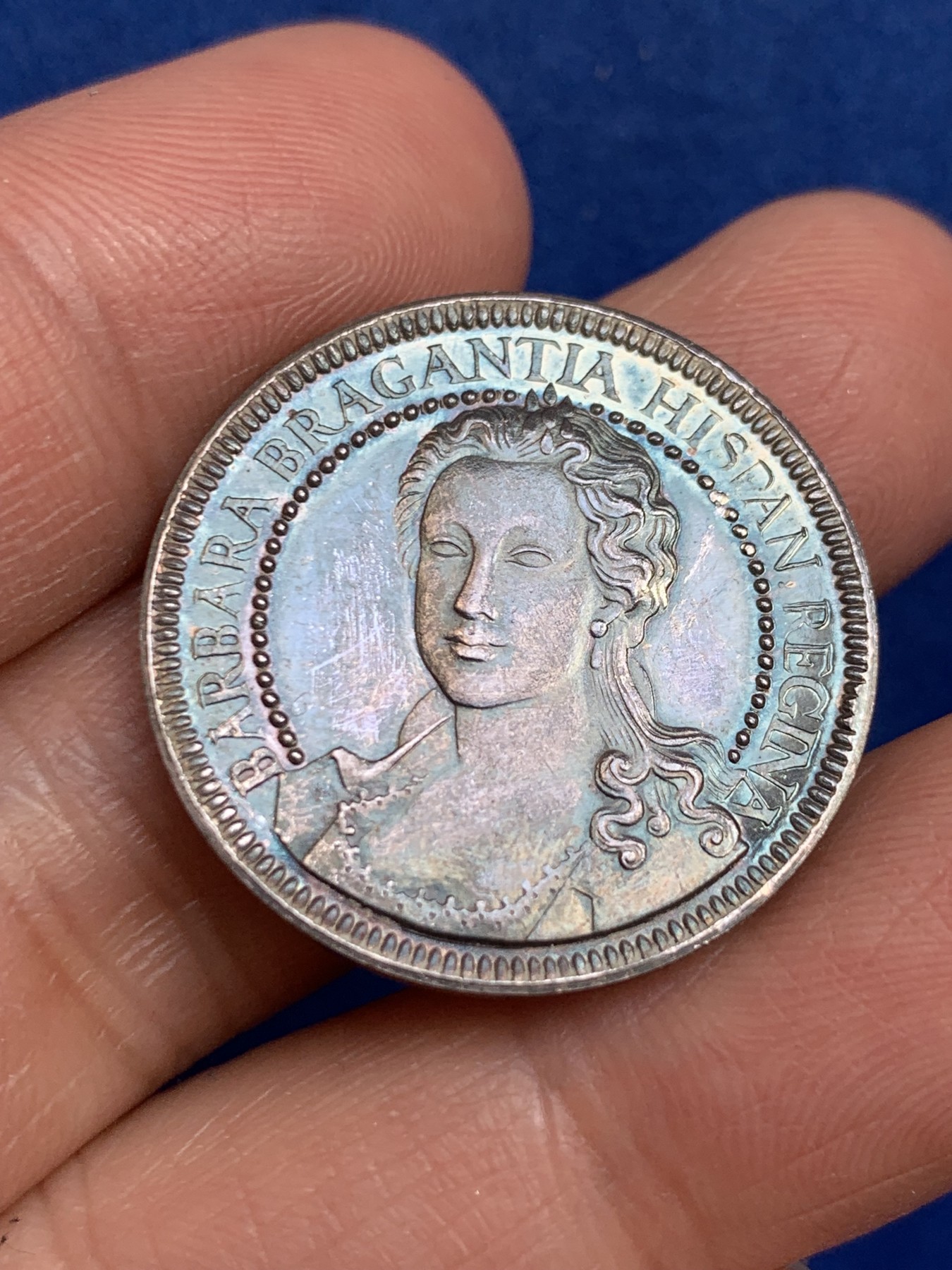 《竞宝斋》第238场-周日，周一，周二，周三 疯狂4连拍 (全场包邮) 西班牙芭芭拉 布拉甘蒂亚 925银章 6.98克 27mm