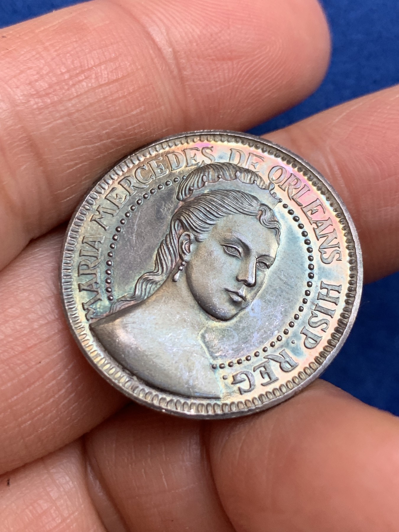 《竞宝斋》第238场-周日，周一，周二，周三 疯狂4连拍 (全场包邮) 西班牙玛丽亚·梅赛德斯 925银章 7.16克 27.1mm