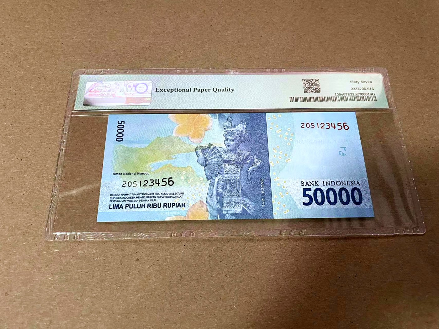 【Blue Auction】✨世界纸币精拍第425期【精】 【123456阶梯号】印尼 2020年5万卢比 PMG67EPQ 