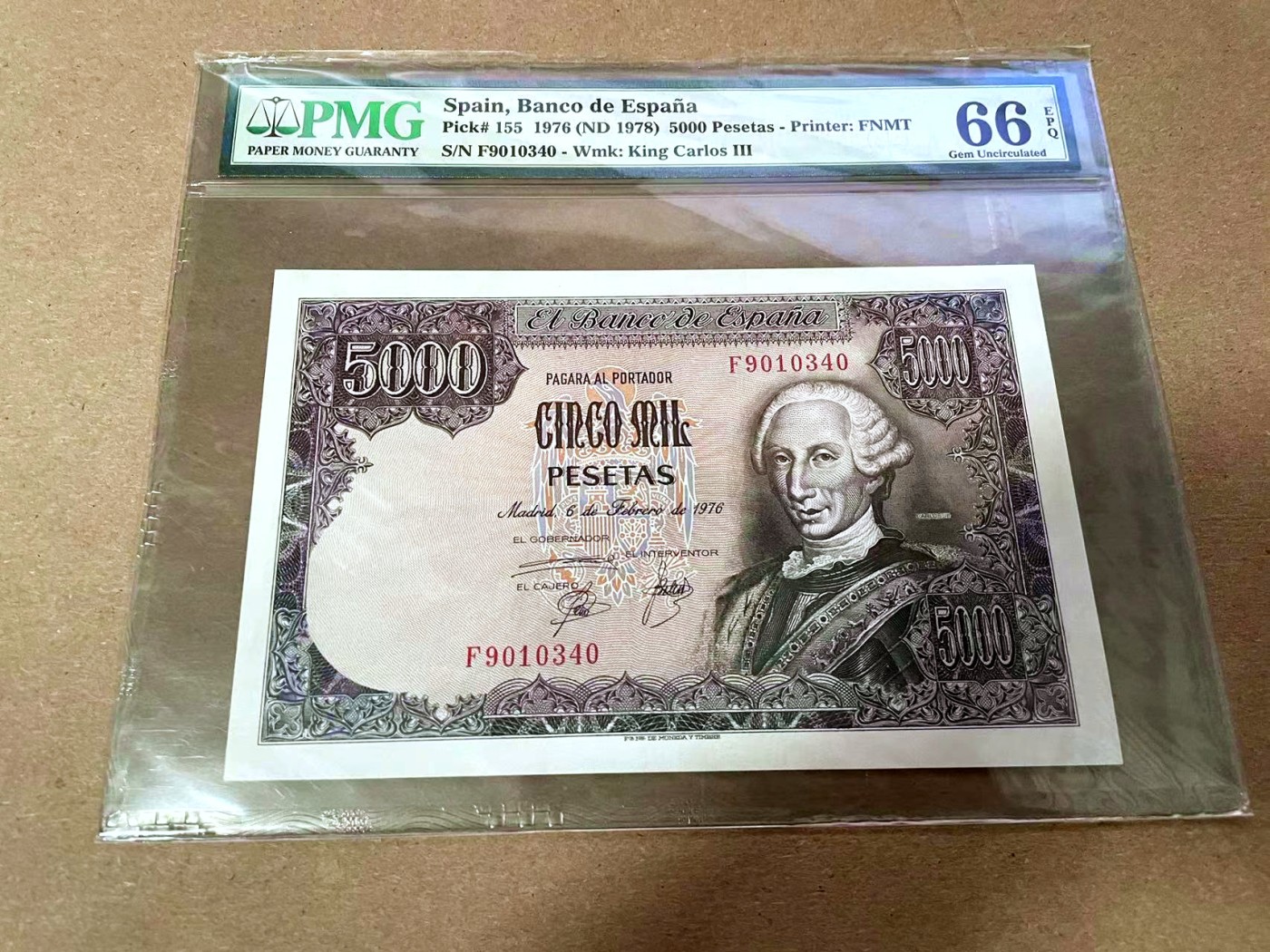 【Blue Auction】✨世界纸币精拍第425期【精】 西班牙 1978年5000比塞塔 最后的大方块 PMG66EPQ 