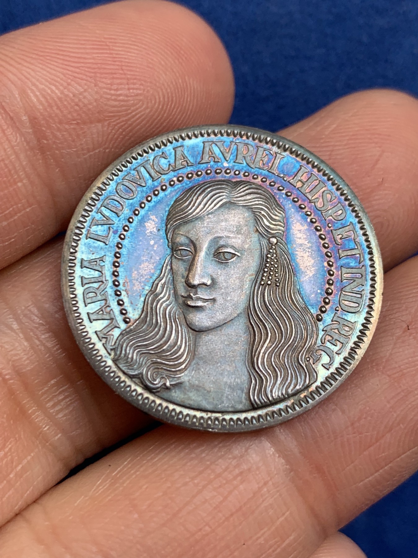 《竞宝斋》第238场-周日，周一，周二，周三 疯狂4连拍 (全场包邮) 西班牙玛丽亚路易撒公主 925银章 7.1克 27.1mm