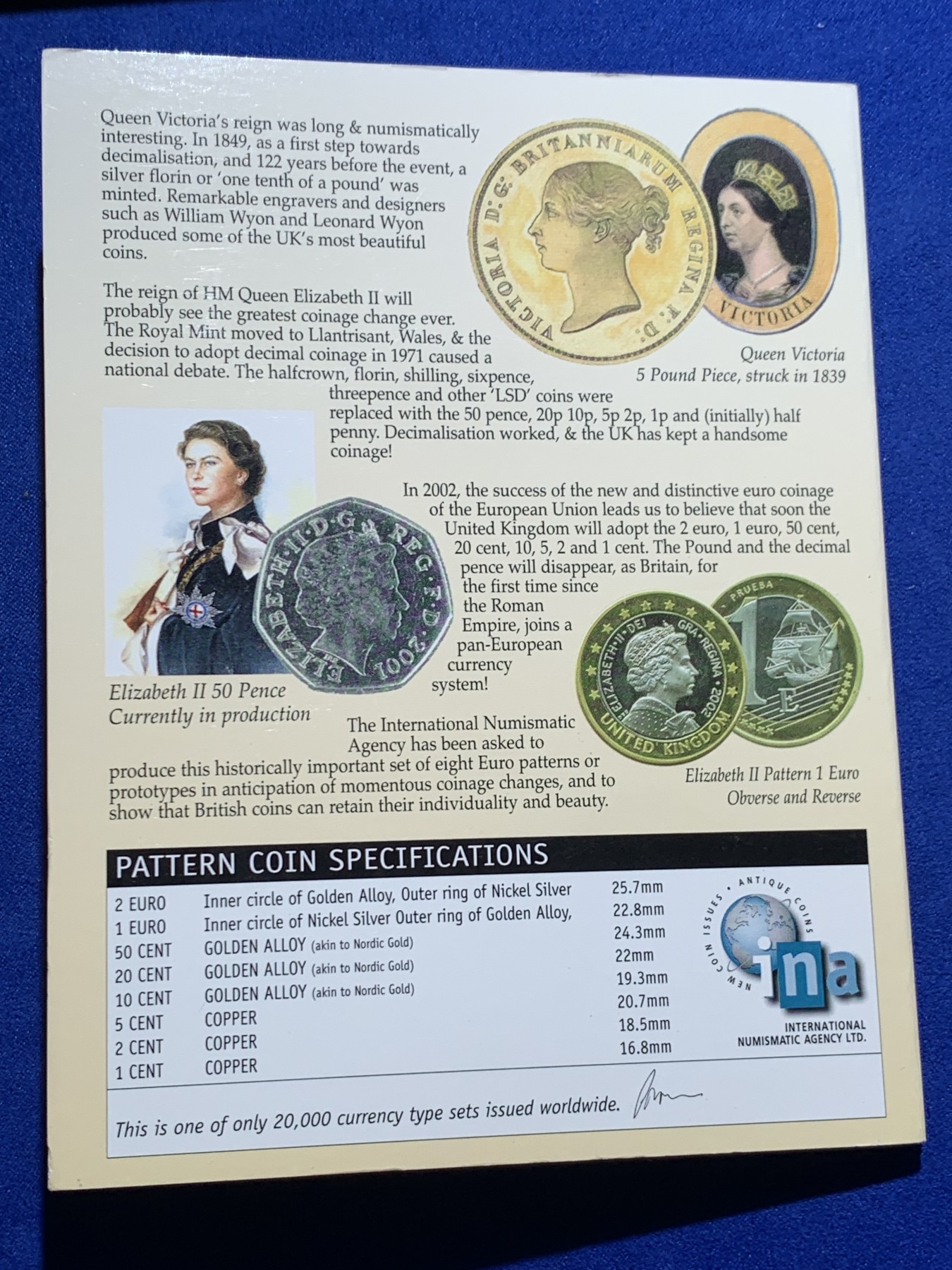 《竞宝斋》第238场-周日，周一，周二，周三 疯狂4连拍 (全场包邮) 原封装英国 2002年 欧元试铸 ESSAI样币 8枚套卡装 少见