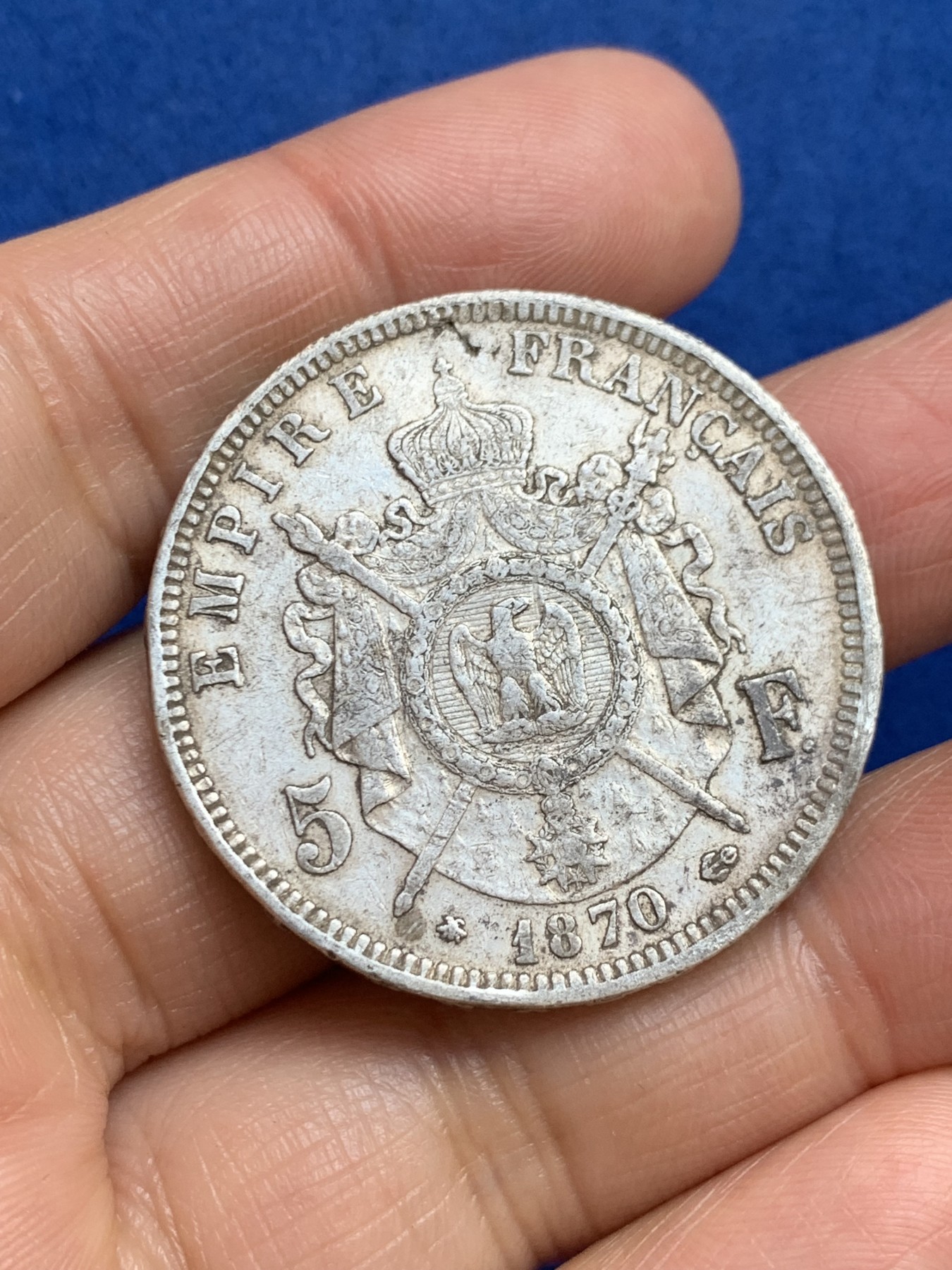 《竞宝斋》第238场-周日，周一，周二，周三 疯狂4连拍 (全场包邮) 法国 1870年 拿破仑三世 5法郎银币