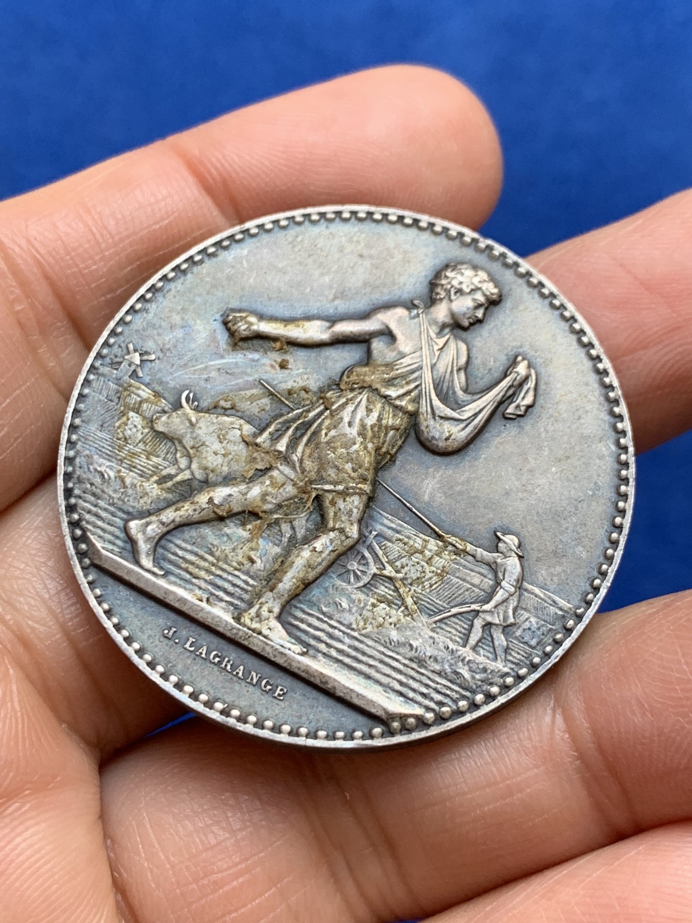 《竞宝斋》第238场-周日，周一，周二，周三 疯狂4连拍 (全场包邮) 法国19世纪初播种银章 37.07克 40.9mm