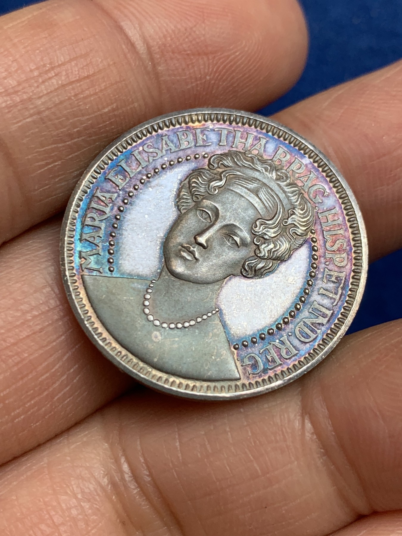 《竞宝斋》第238场-周日，周一，周二，周三 疯狂4连拍 (全场包邮) 西班牙 玛丽亚 伊莎贝拉 925银章 7.33克 27mm