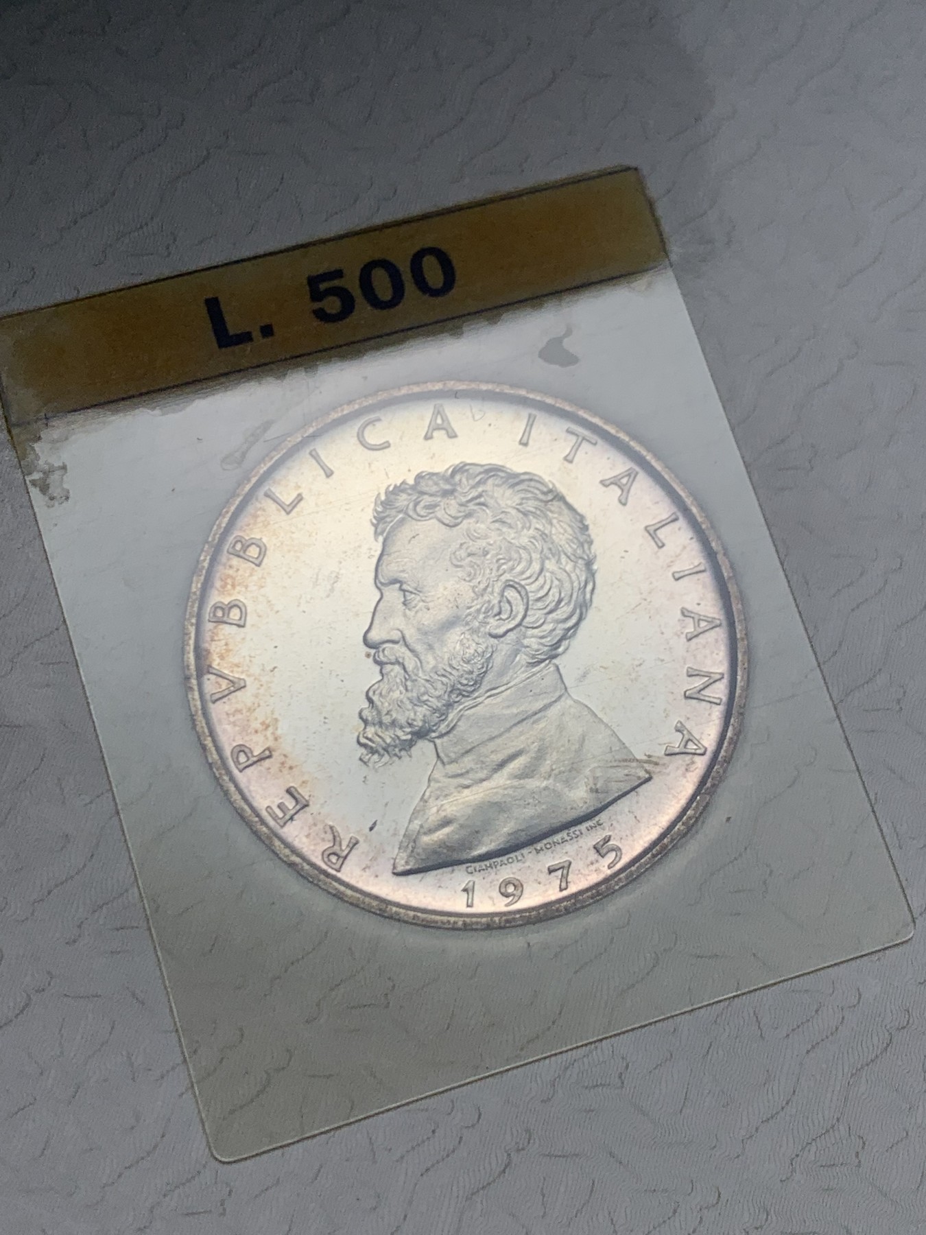 《竞宝斋》第238场-周日，周一，周二，周三 疯狂4连拍 (全场包邮) 意大利1975年500里拉米开朗基罗原册 带环彩 很好看