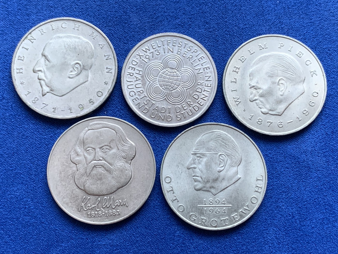 《竞宝斋》第238场-周日，周一，周二，周三 疯狂4连拍 (全场包邮) 5枚一组 东德 10-20马克 纪念币 一种历史的印记