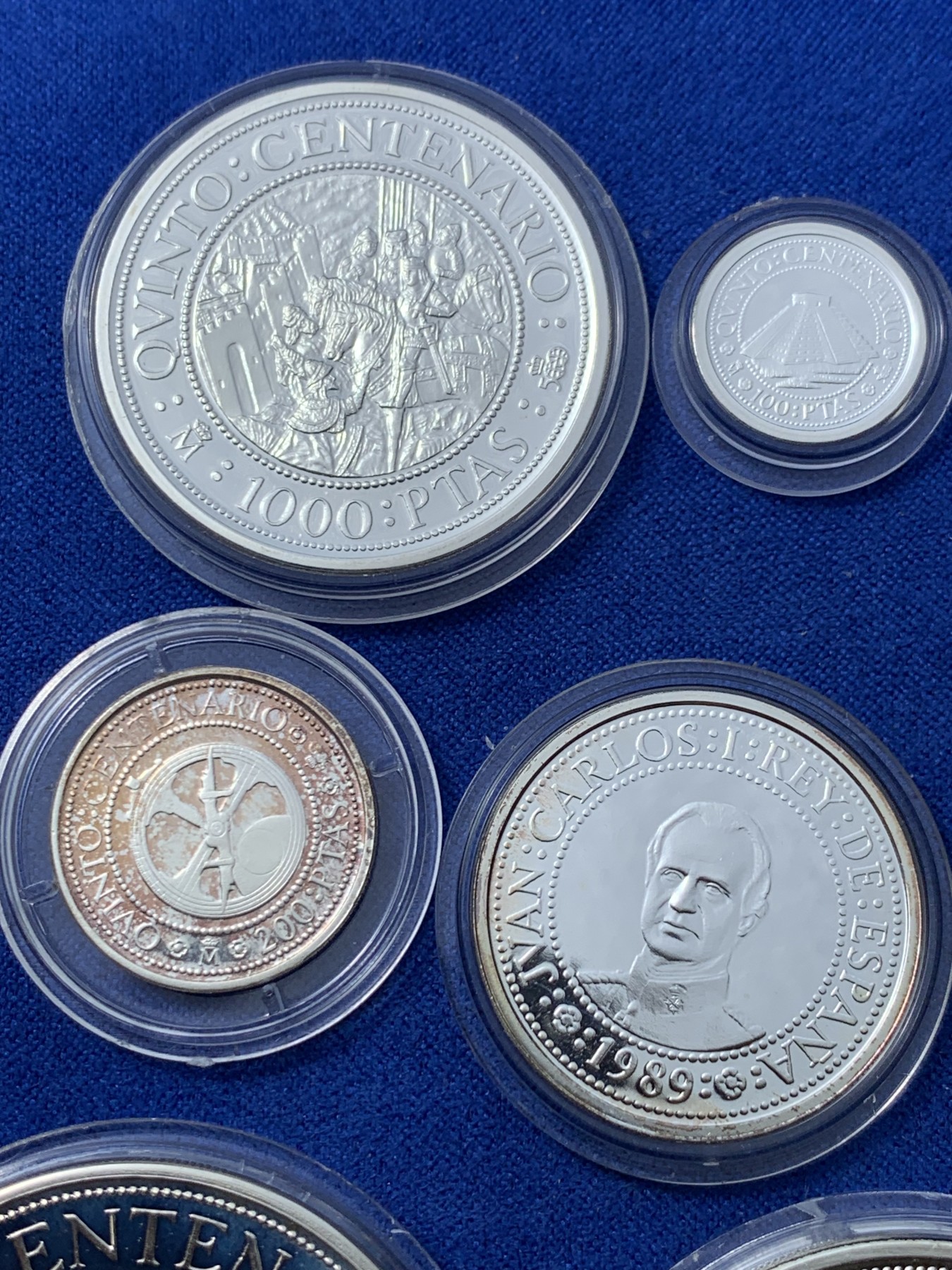 《竞宝斋》第238场-周日，周一，周二，周三 疯狂4连拍 (全场包邮) 西班牙 7枚 大全套 含一枚帆船加厚获奖币50+54+168=272克925银