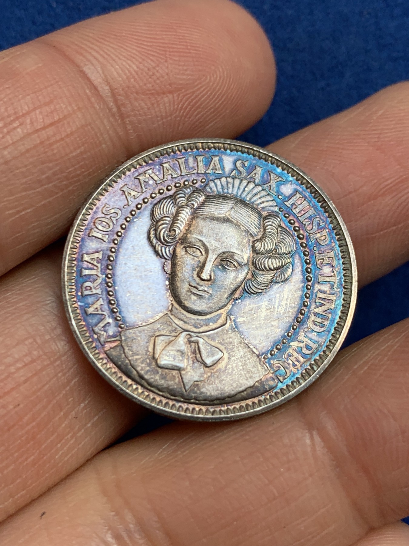 《竞宝斋》第238场-周日，周一，周二，周三 疯狂4连拍 (全场包邮) 西班牙玛丽亚·约瑟夫·阿玛利亚 925银章 7.26克 27.1mm