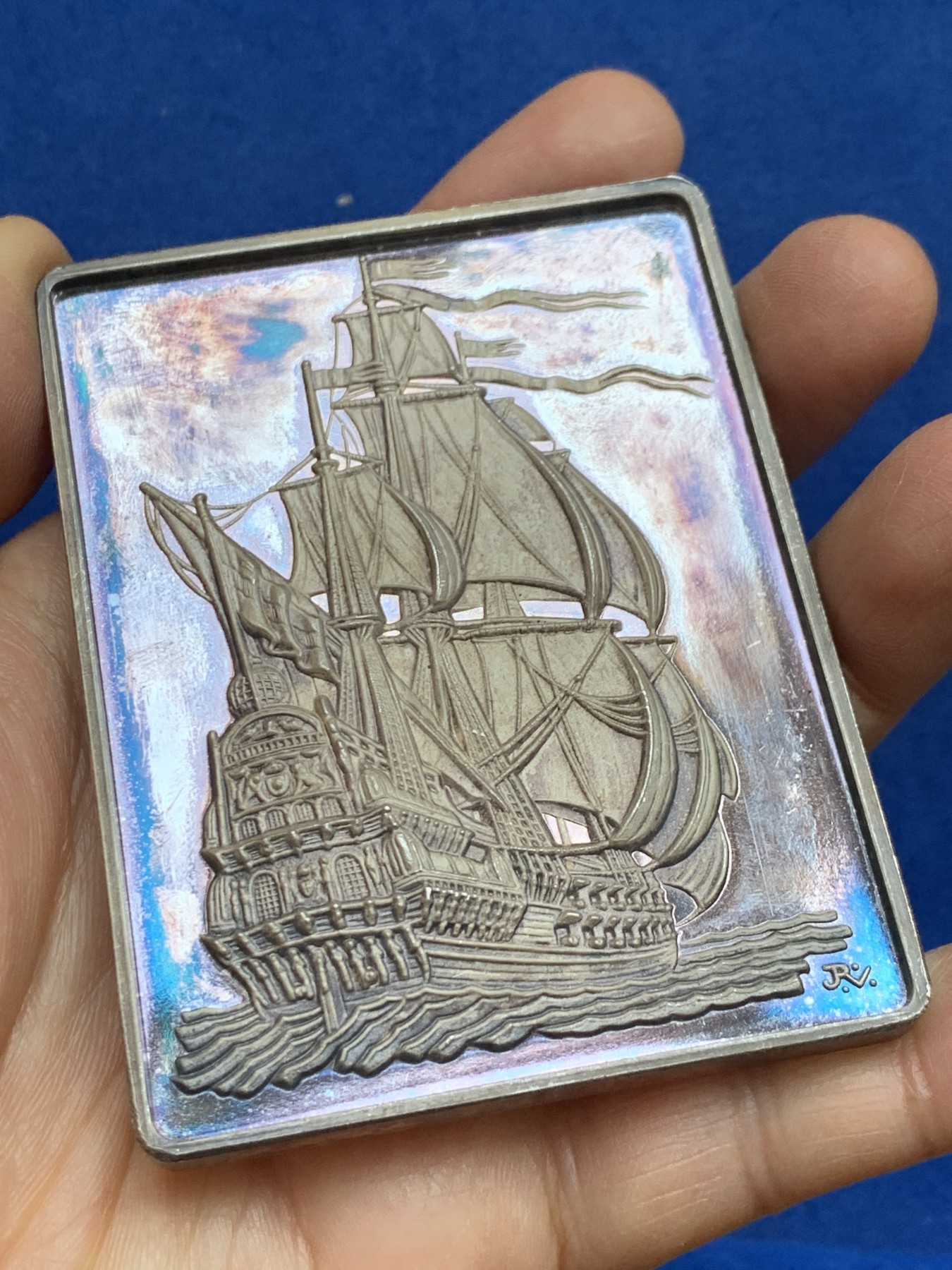 《竞宝斋》第238场-周日，周一，周二，周三 疯狂4连拍 (全场包邮) 瑞典大帆船 1979年 方形银章 175.17克 65.3*85.2mm