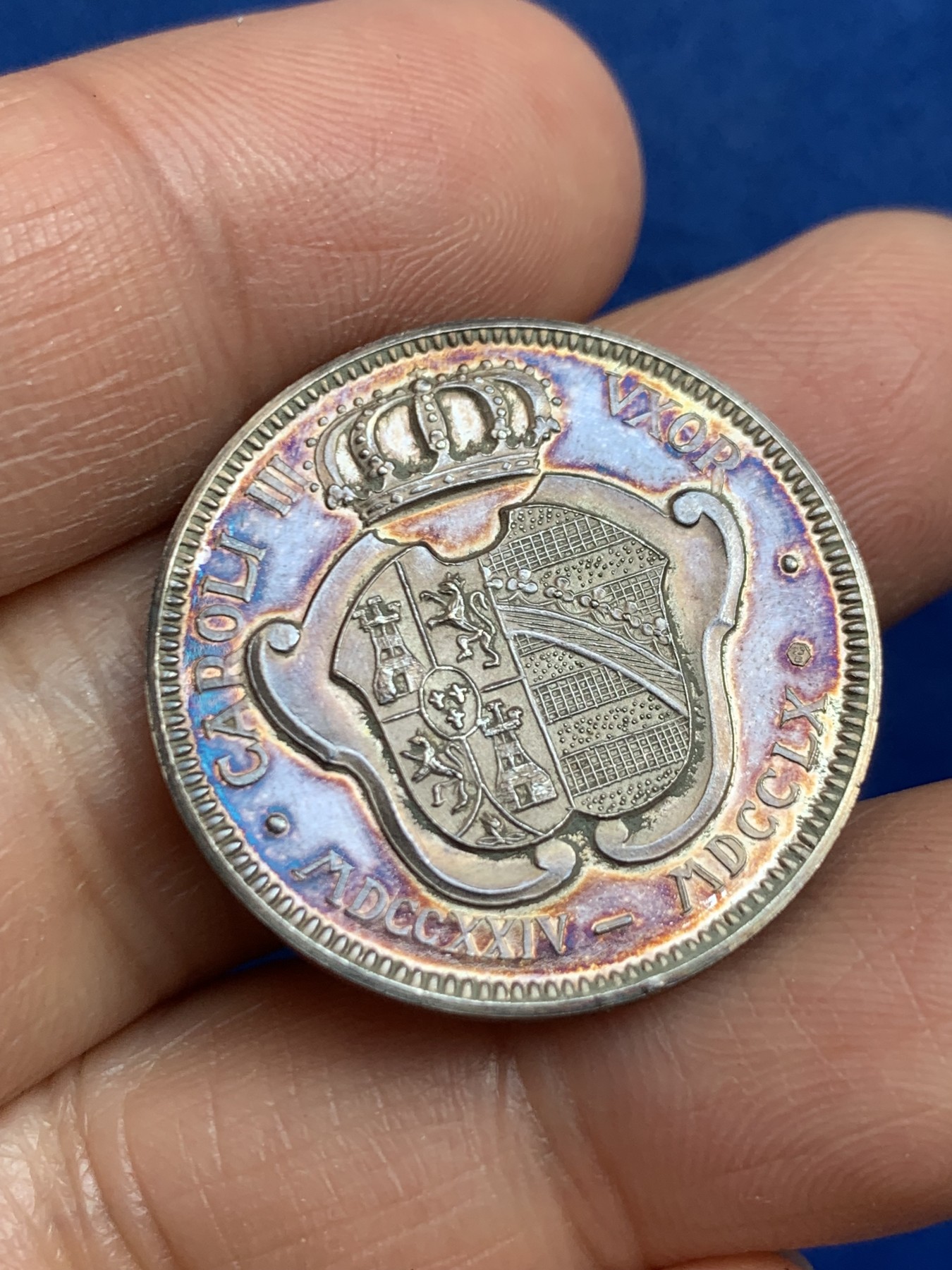 《竞宝斋》第238场-周日，周一，周二，周三 疯狂4连拍 (全场包邮) 西班牙 玛丽亚 阿玛利亚 925银章 7.36克 27mm