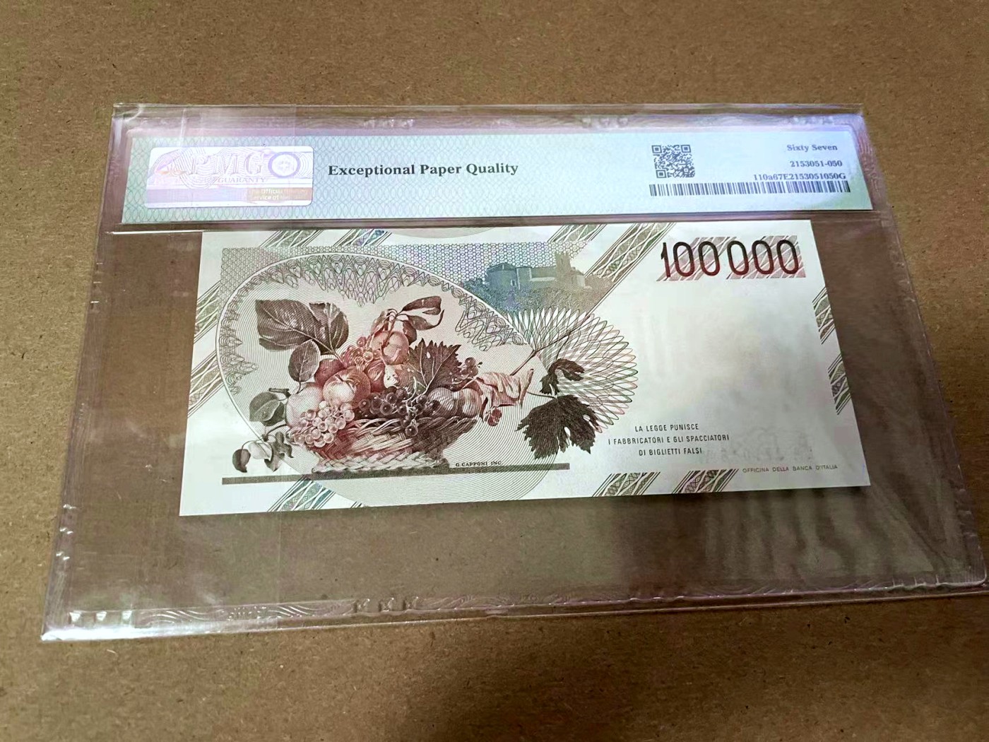 【Blue Auction】✨世界纸币精拍第425期【精】 【初版】意大利 1983年10万里拉 PMG67EPQ 