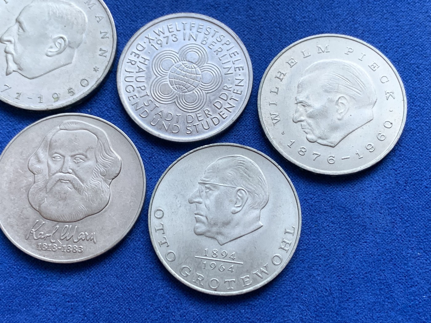 《竞宝斋》第238场-周日，周一，周二，周三 疯狂4连拍 (全场包邮) 5枚一组 东德 10-20马克 纪念币 一种历史的印记