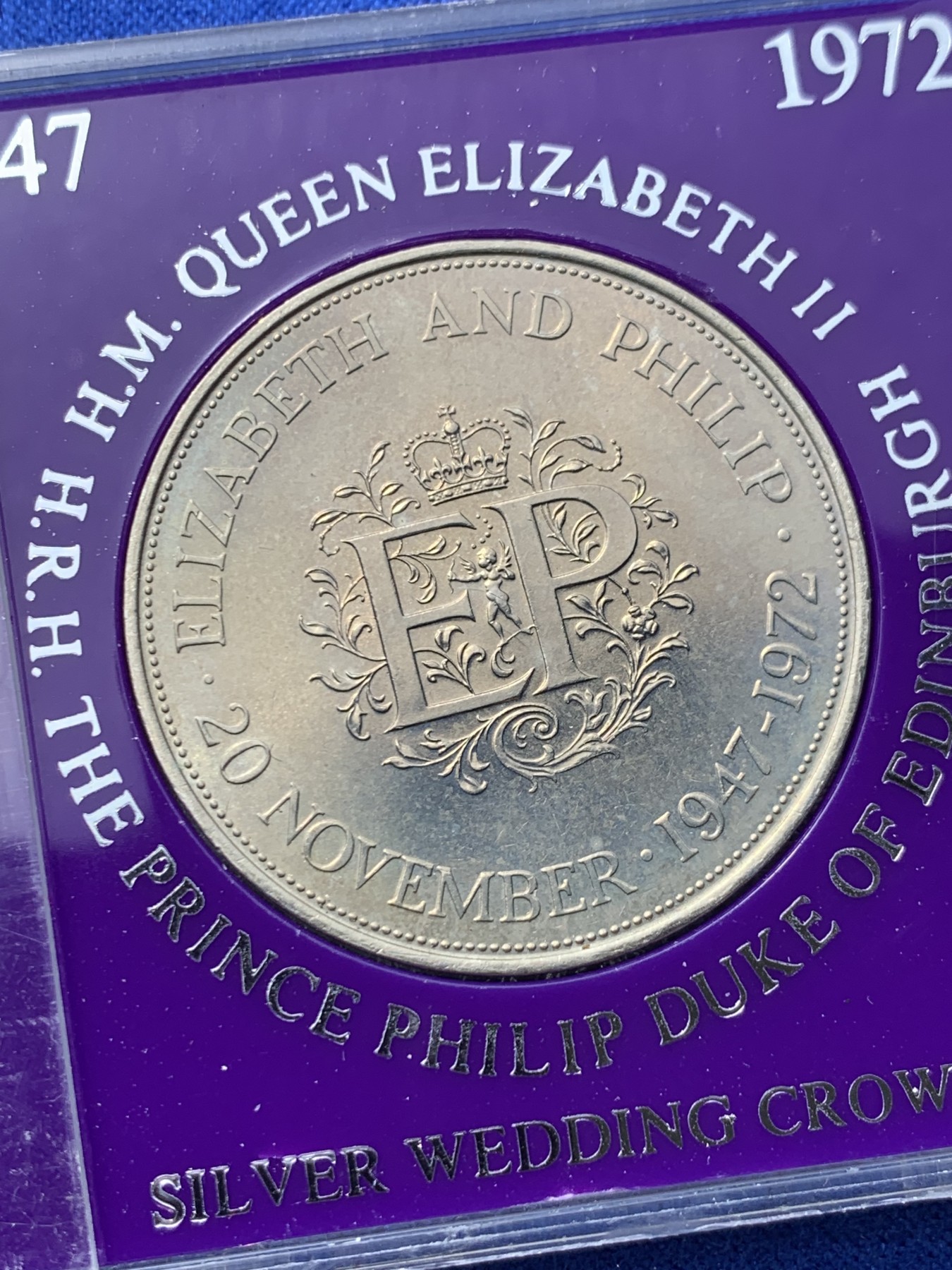 《竞宝斋》第238场-周日，周一，周二，周三 疯狂4连拍 (全场包邮) 英国1972年女王银婚25新便士克朗型纪念币