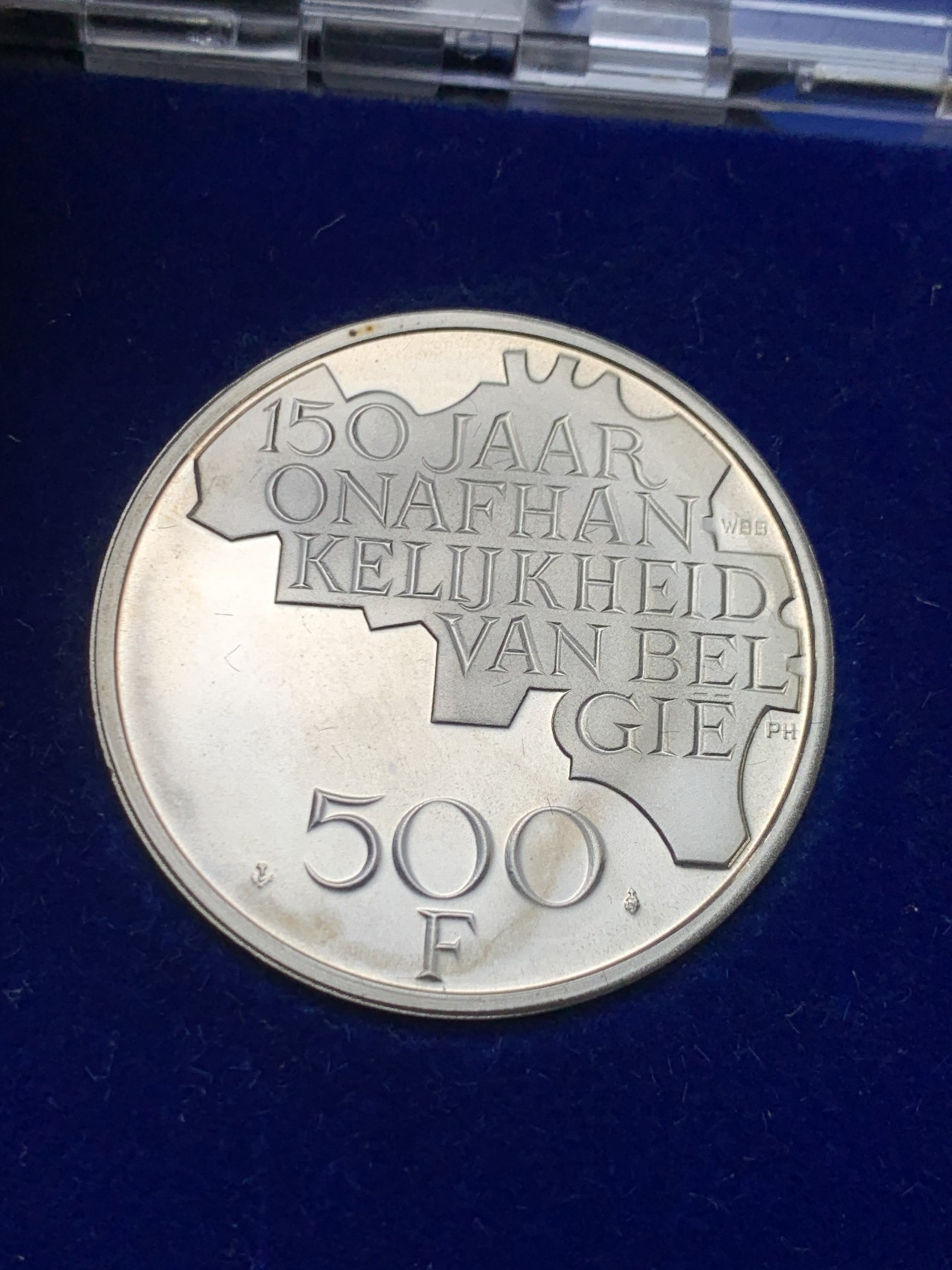 《竞宝斋》第238场-周日，周一，周二，周三 疯狂4连拍 (全场包邮) 比利时1980年 500法郎 精制版是银币 PF