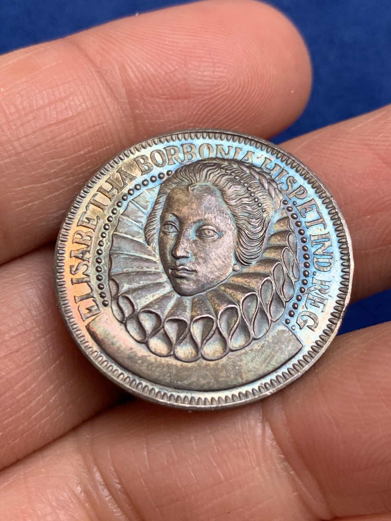 《竞宝斋》第238场-周日，周一，周二，周三 疯狂4连拍 (全场包邮) 西班牙 伊丽莎白 波波尼亚 925银章 7.33克 27mm