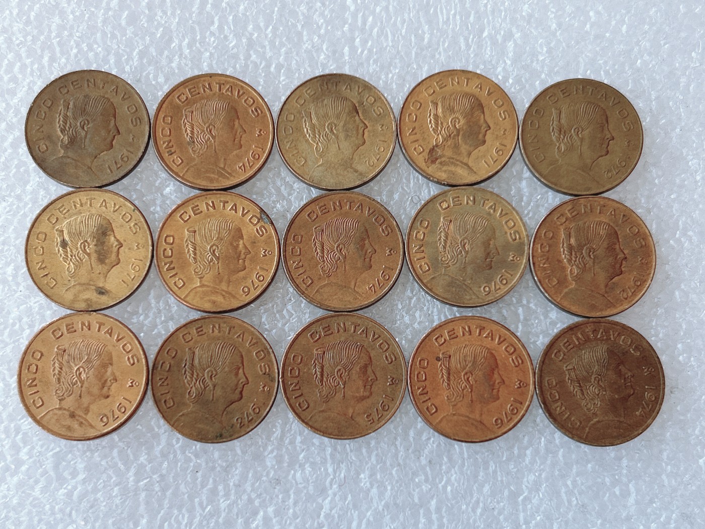 第一海外回流一元起拍收藏 本月最后一期 第61期 墨西哥70年代5分铜币 15枚