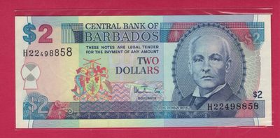 巴巴多斯1999年2元 年份少 美洲纸币 实物图 UNC - 巴巴多斯1999年2元 年份少 美洲纸币 实物图 UNC
