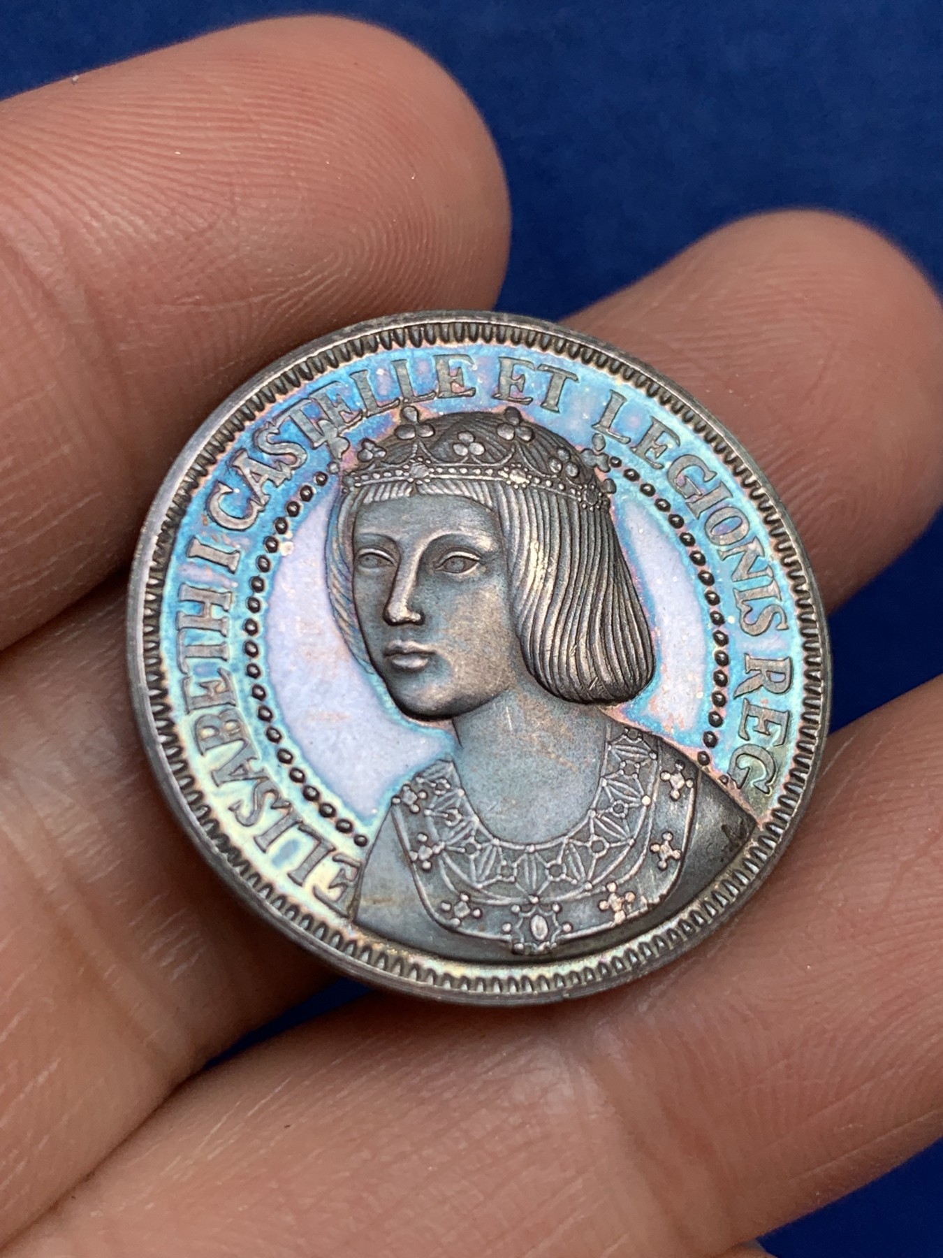 《竞宝斋》第238场-周日，周一，周二，周三 疯狂4连拍 (全场包邮) 西班牙 伊丽莎白 卡斯蒂利亚 925银章 7.13克 27mm