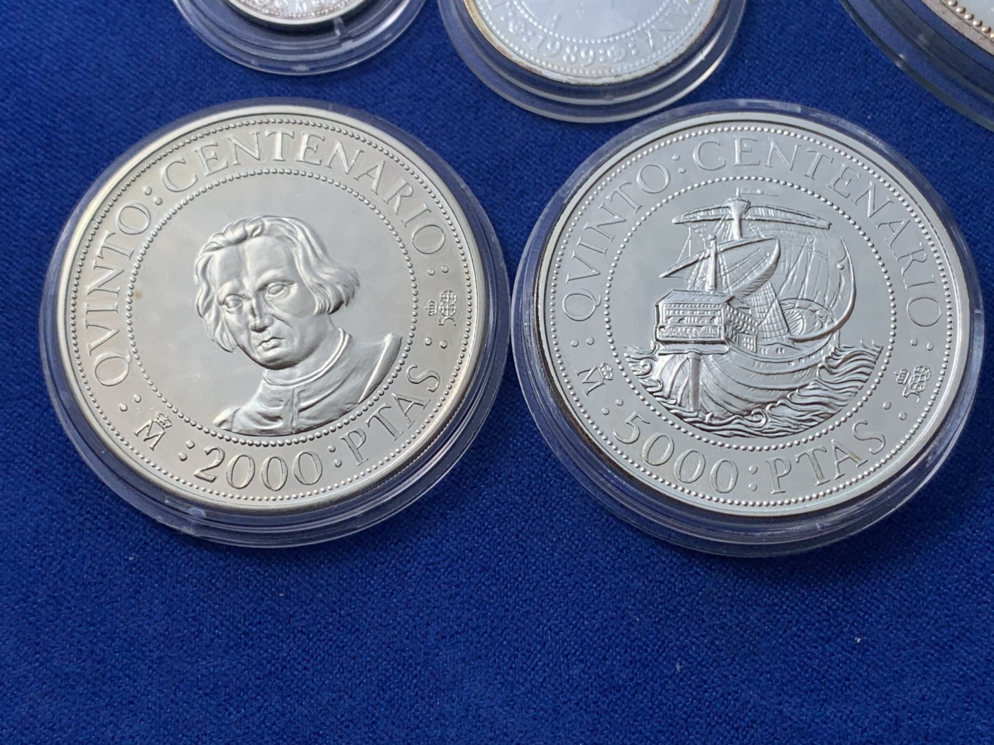 《竞宝斋》第238场-周日，周一，周二，周三 疯狂4连拍 (全场包邮) 西班牙 7枚 大全套 含一枚帆船加厚获奖币50+54+168=272克925银