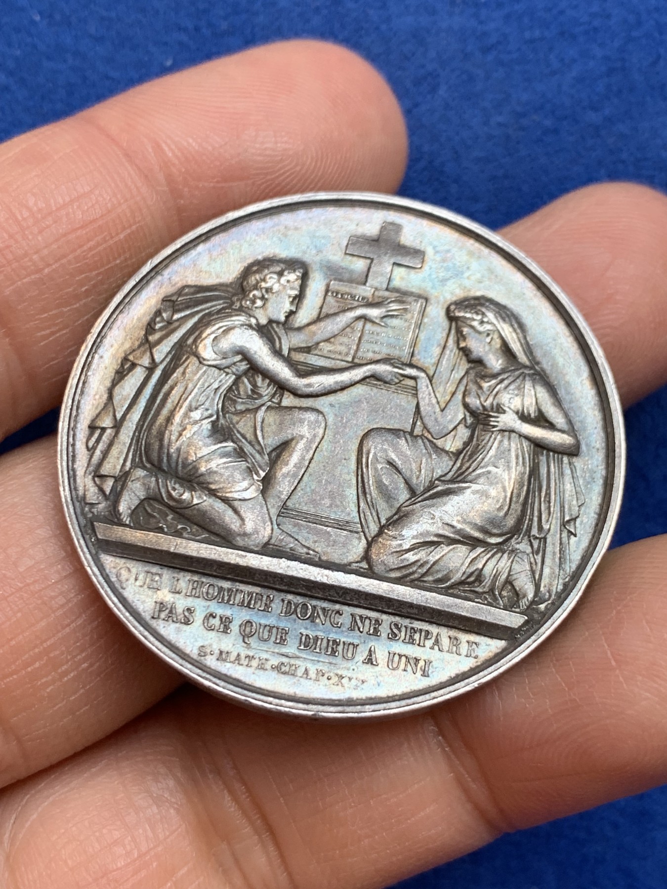 《竞宝斋》第238场-周日，周一，周二，周三 疯狂4连拍 (全场包邮) 法国 二十世纪初 结婚银章 24.82克 39.3mm