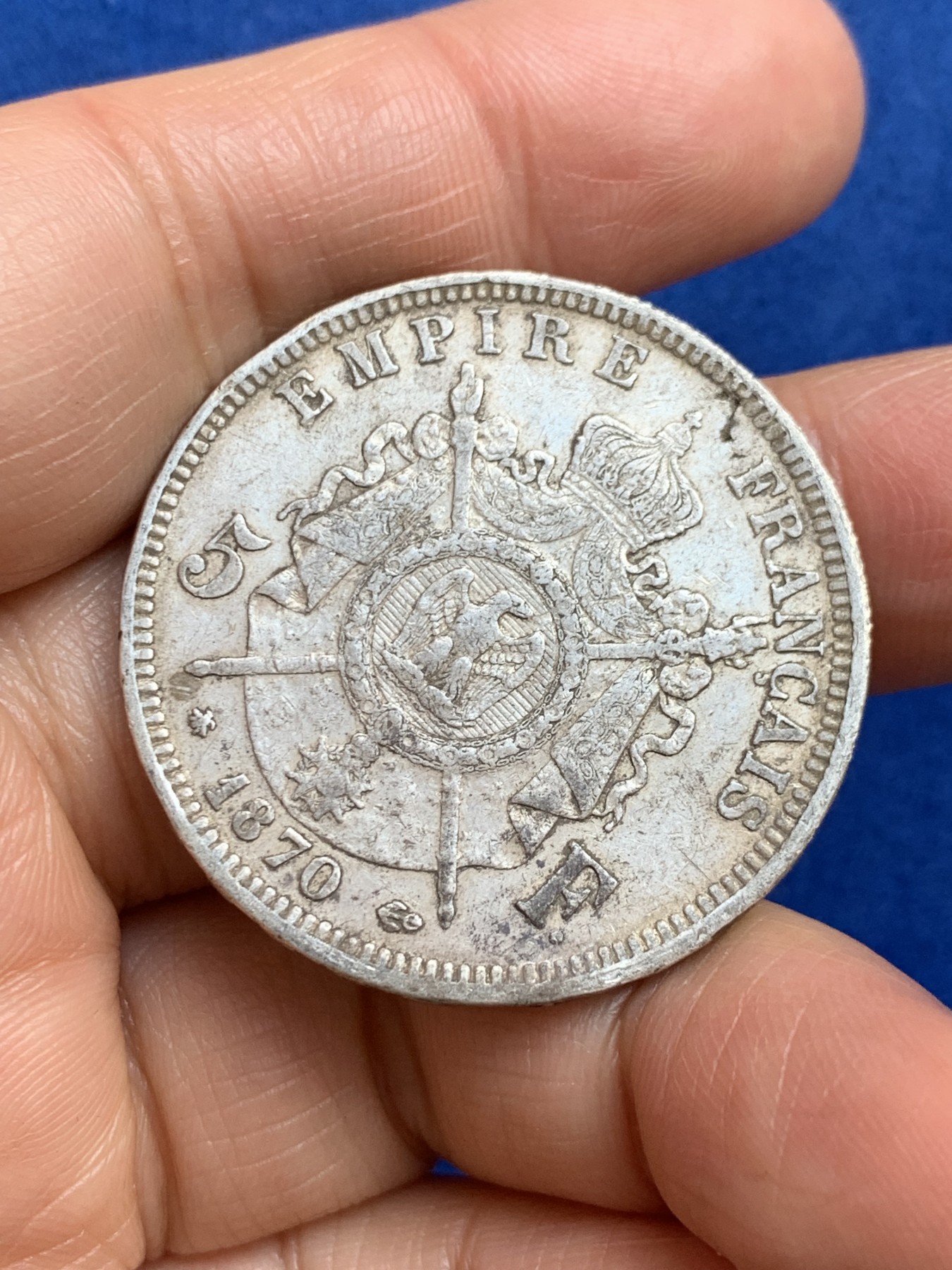 《竞宝斋》第238场-周日，周一，周二，周三 疯狂4连拍 (全场包邮) 法国 1870年 拿破仑三世 5法郎银币