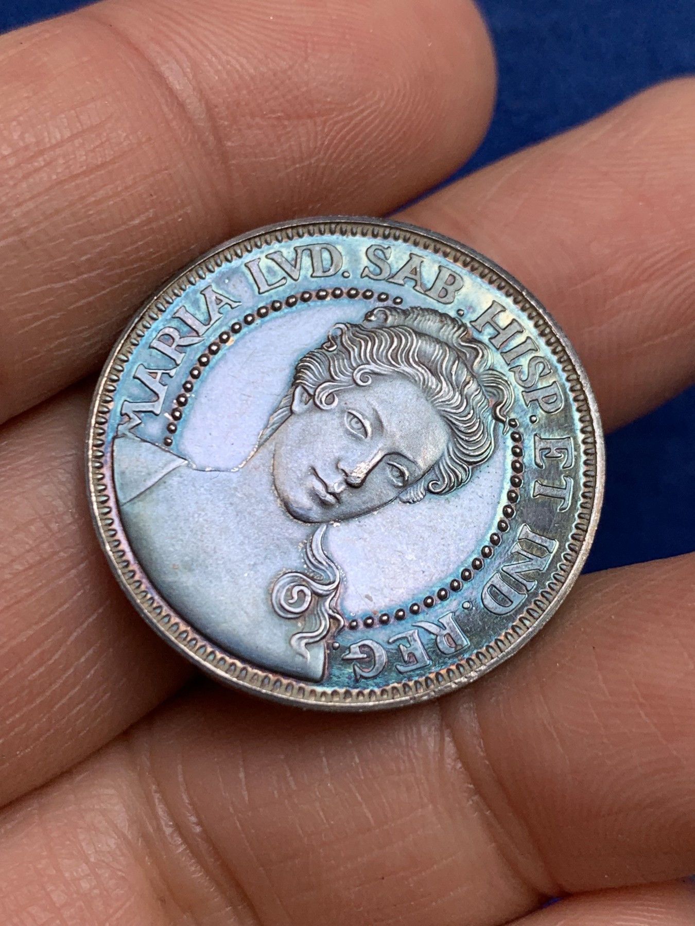 《竞宝斋》第238场-周日，周一，周二，周三 疯狂4连拍 (全场包邮) 西班牙 玛丽亚 萨巴德尔  925银章 7.27克 27mm