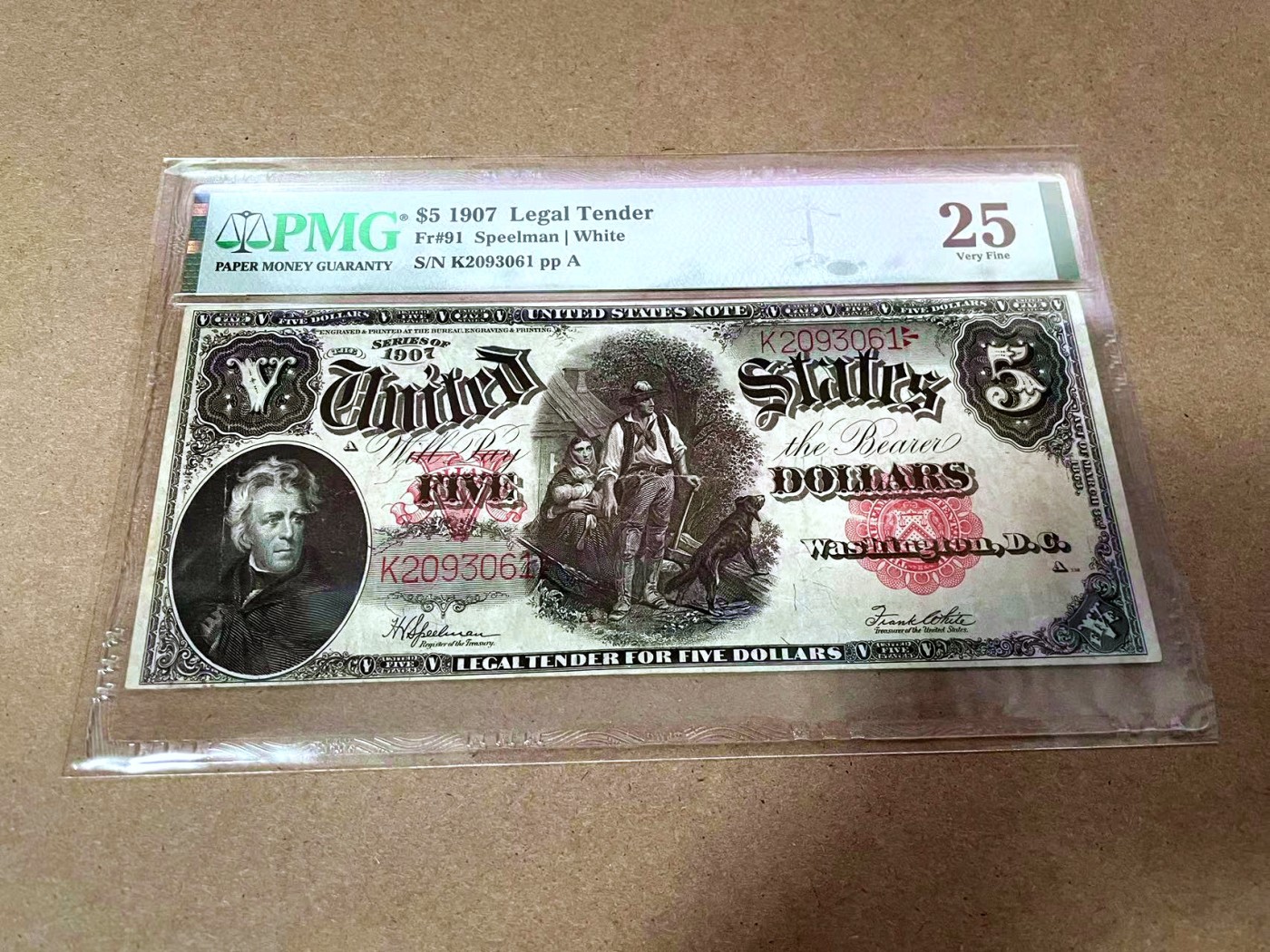 【Blue Auction】✨世界纸币精拍第425期【精】 【无47】美国 1907年5美金 伐木工 PMG25 