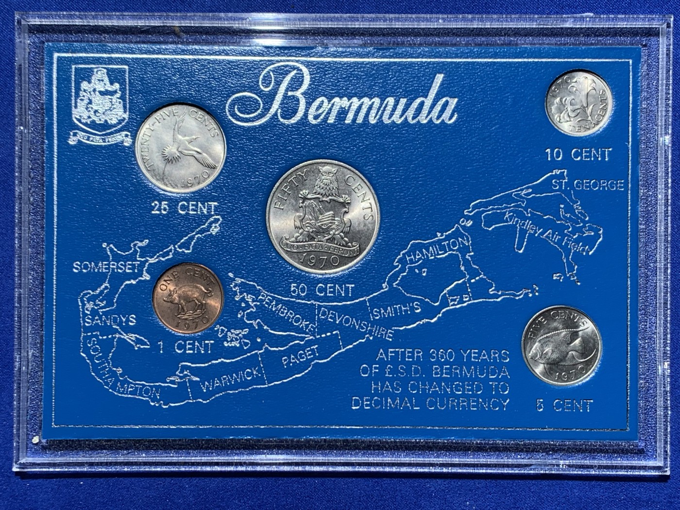 《竞宝斋》第238场-周日，周一，周二，周三 疯狂4连拍 (全场包邮) 少见 百慕大 1970 5枚装地图套币 亚克力盒装