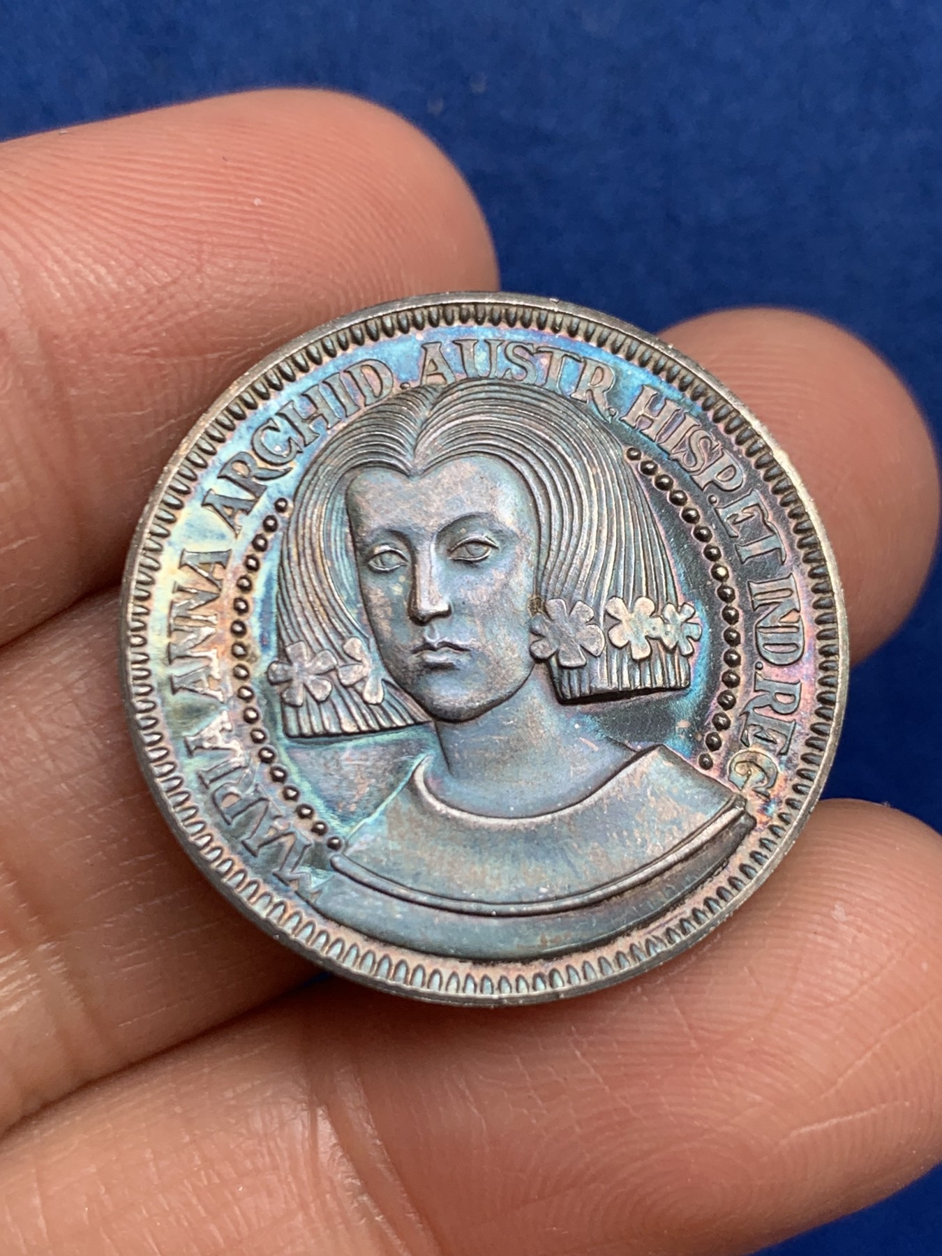 《竞宝斋》第238场-周日，周一，周二，周三 疯狂4连拍 (全场包邮) 西班牙 玛丽亚 安娜 925银章 7.21克 27mm