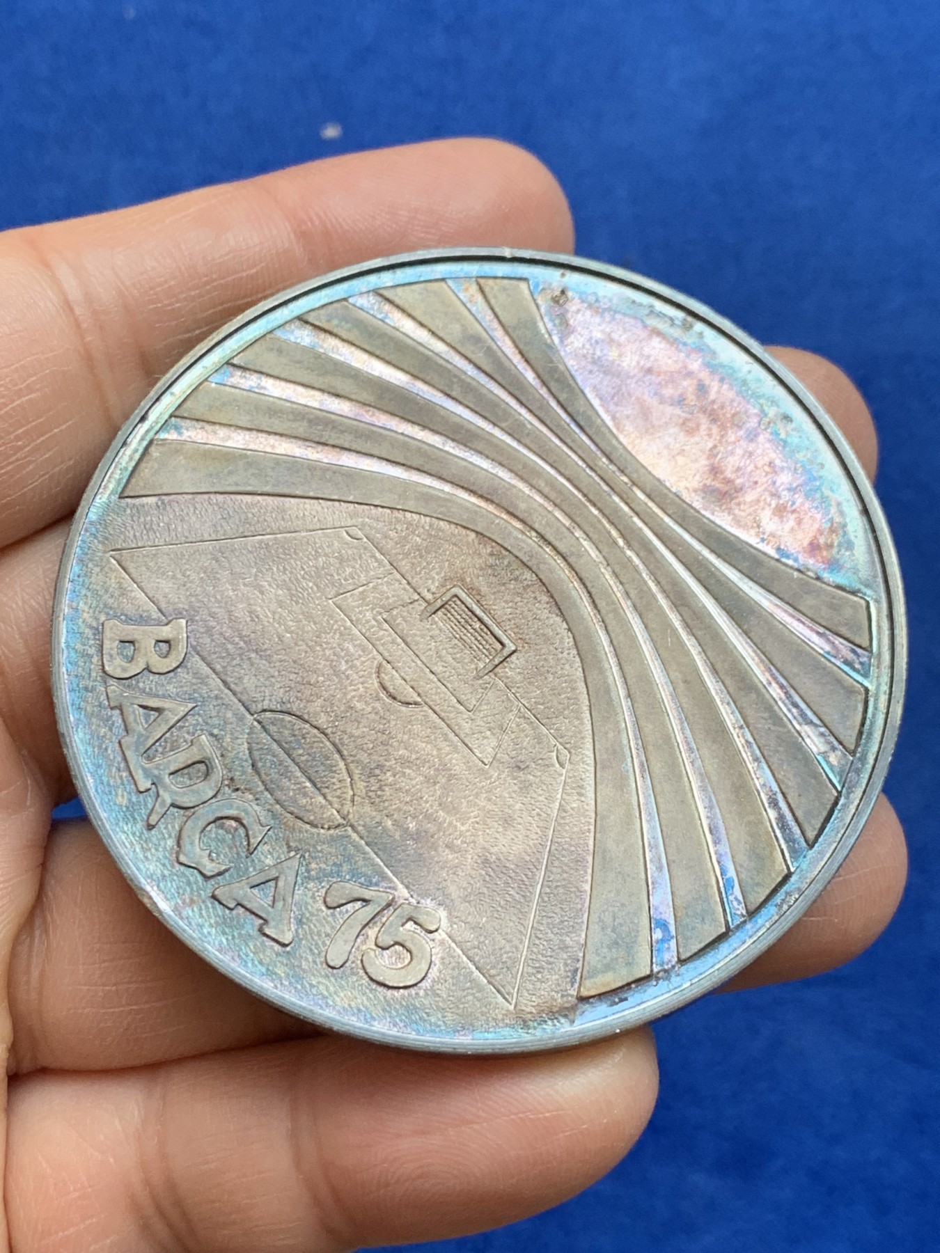 《竞宝斋》第238场-周日，周一，周二，周三 疯狂4连拍 (全场包邮) 西班牙 1974年 巴萨足球俱乐部大银章 69.85克 60.1mm