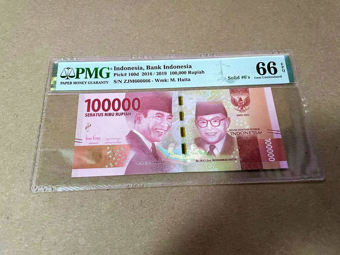 【Blue Auction】✨世界纸币精拍第425期【精】 【全同6】印尼 2019年10万卢比 PMG66EPQ 