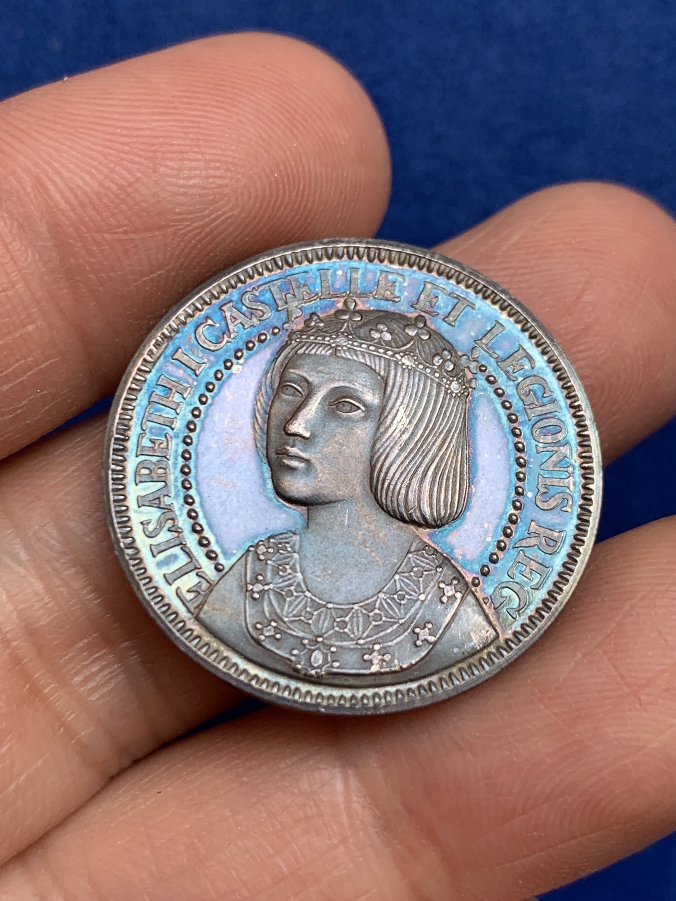 《竞宝斋》第238场-周日，周一，周二，周三 疯狂4连拍 (全场包邮) 西班牙 伊丽莎白 卡斯蒂利亚 925银章 7.13克 27mm