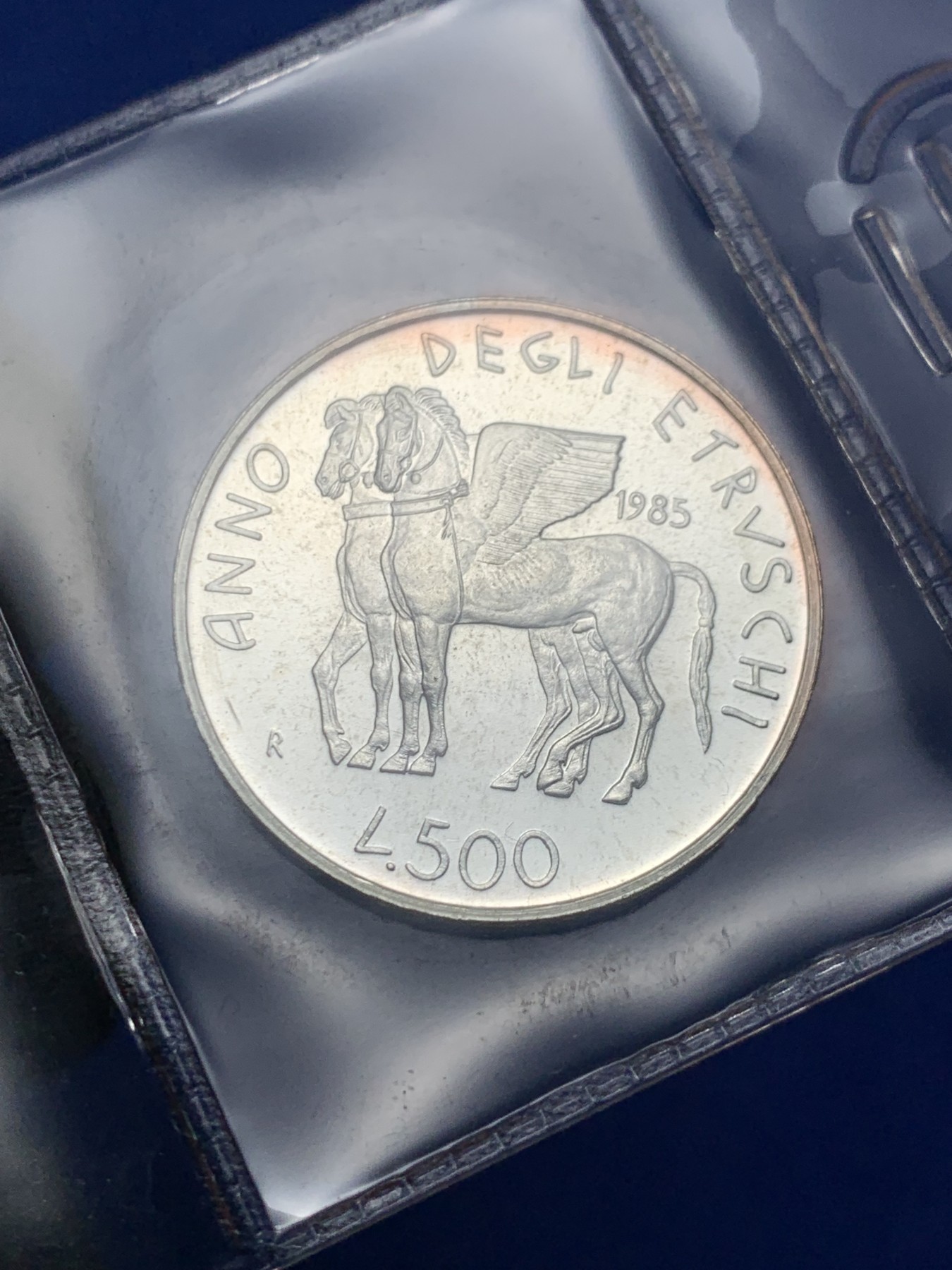 《竞宝斋》第238场-周日，周一，周二，周三 疯狂4连拍 (全场包邮) 意大利 1985年 伊特鲁里亚文化年 500里拉 银币