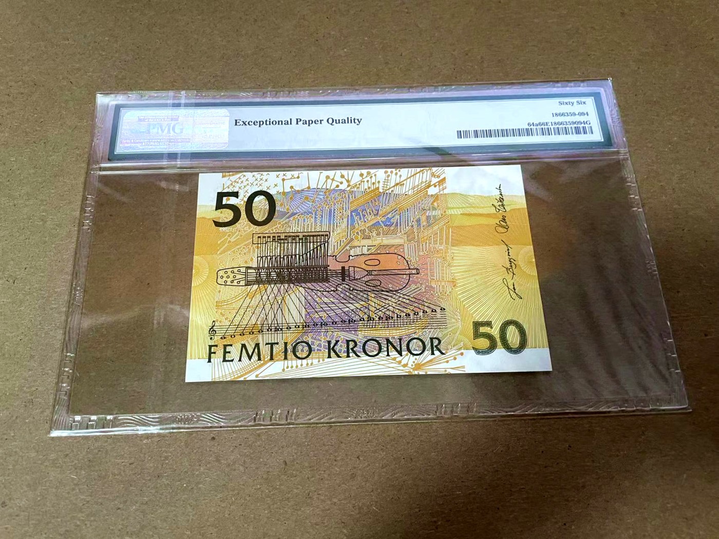 【Blue Auction】✨世界纸币精拍第425期【精】 【a版】瑞典 2004年50克朗 夜莺 PMG66EPQ 