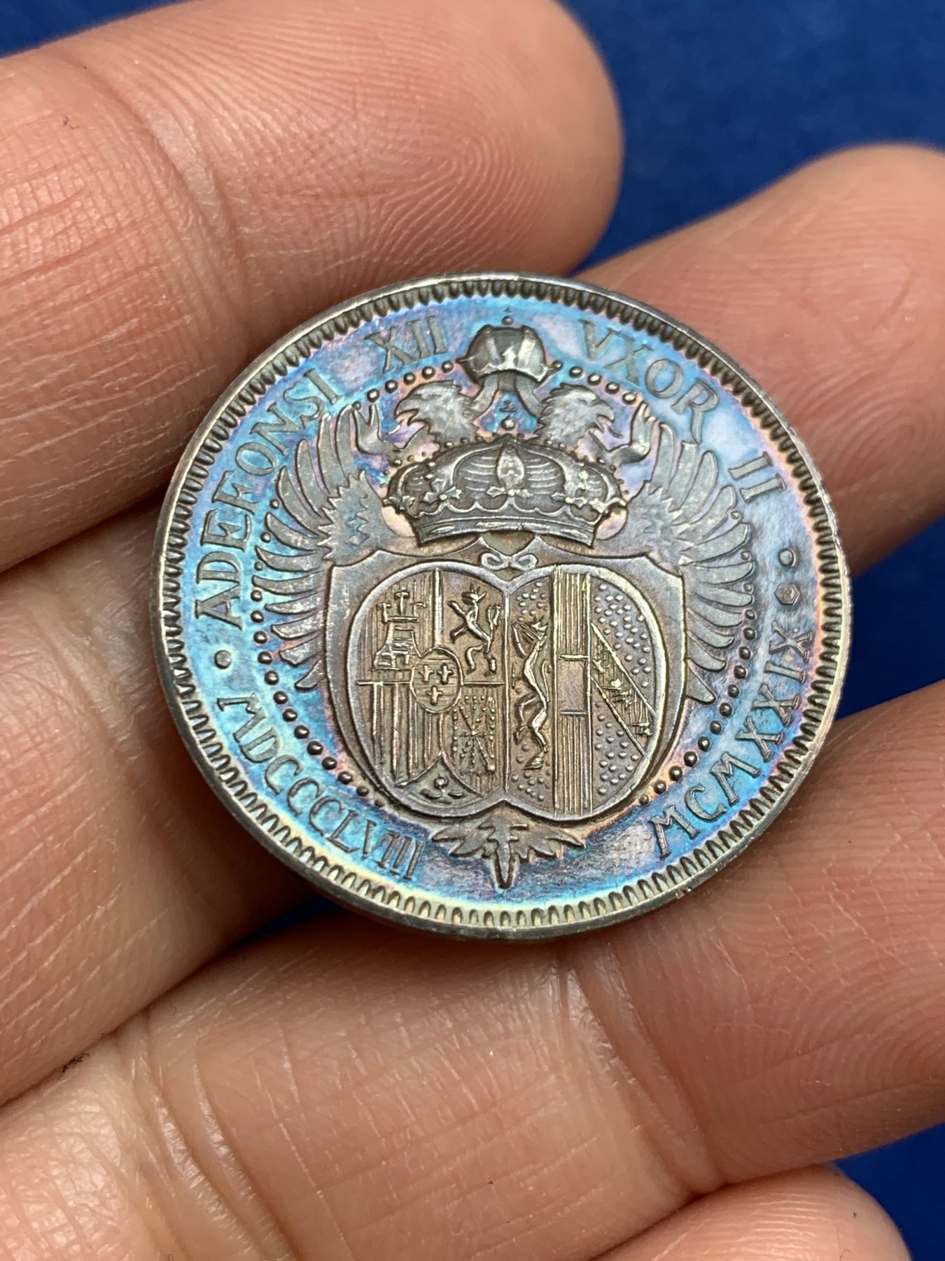 《竞宝斋》第238场-周日，周一，周二，周三 疯狂4连拍 (全场包邮) 西班牙玛丽亚·克里斯蒂娜 925银章 7.31克 27mm